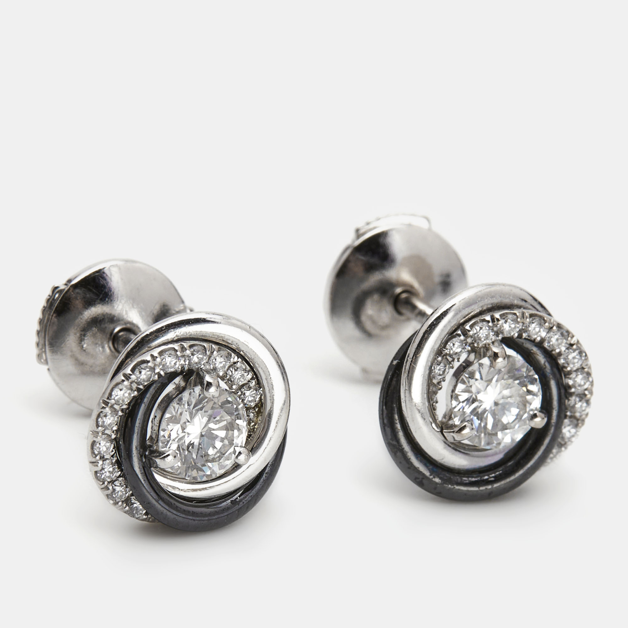 

Cartier Trinity Ceramic Diamond 18k White Gold Earrings