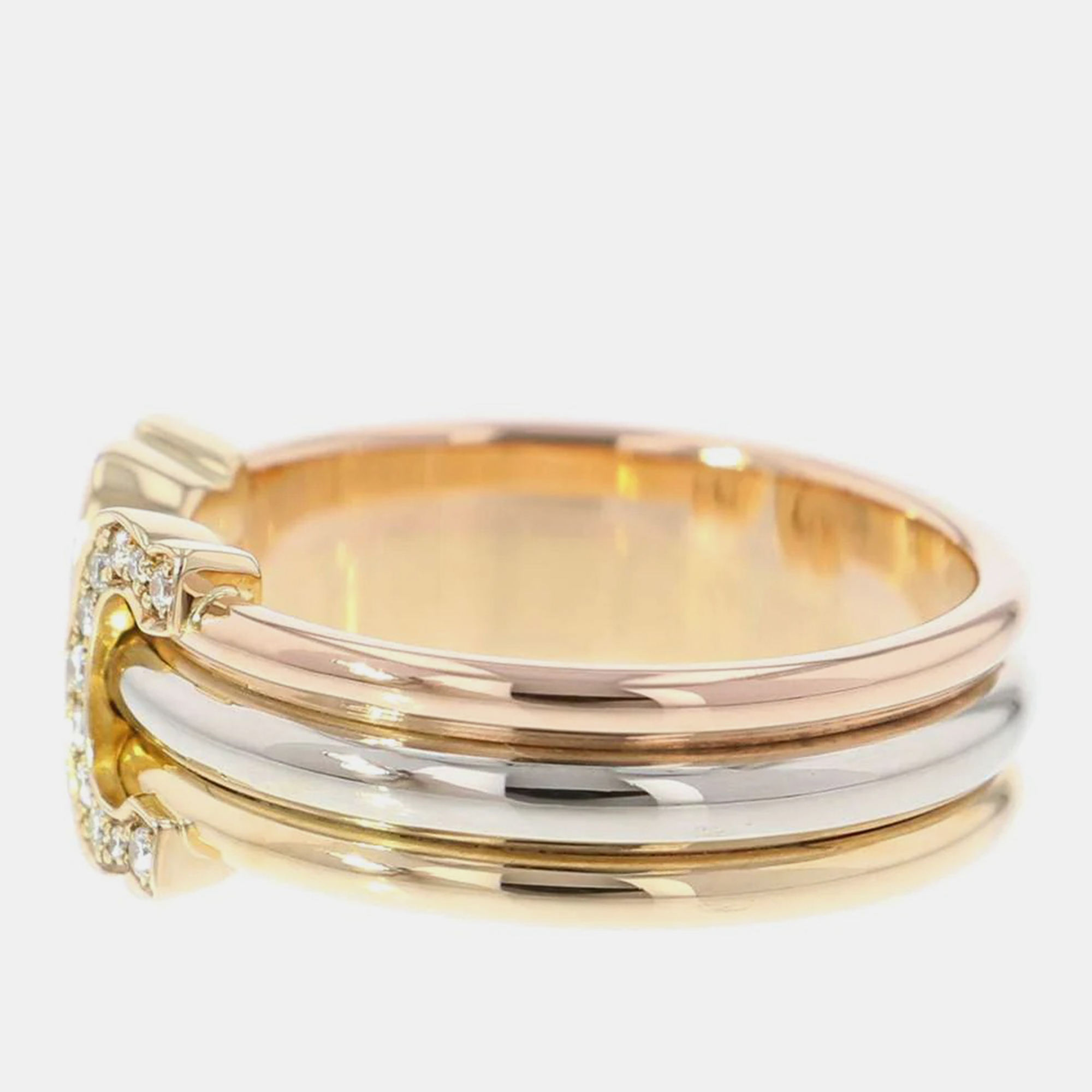 

Cartier 18K Rose, White ,Yellow Gold and Diamond C De Cartier Band Ring EU 53