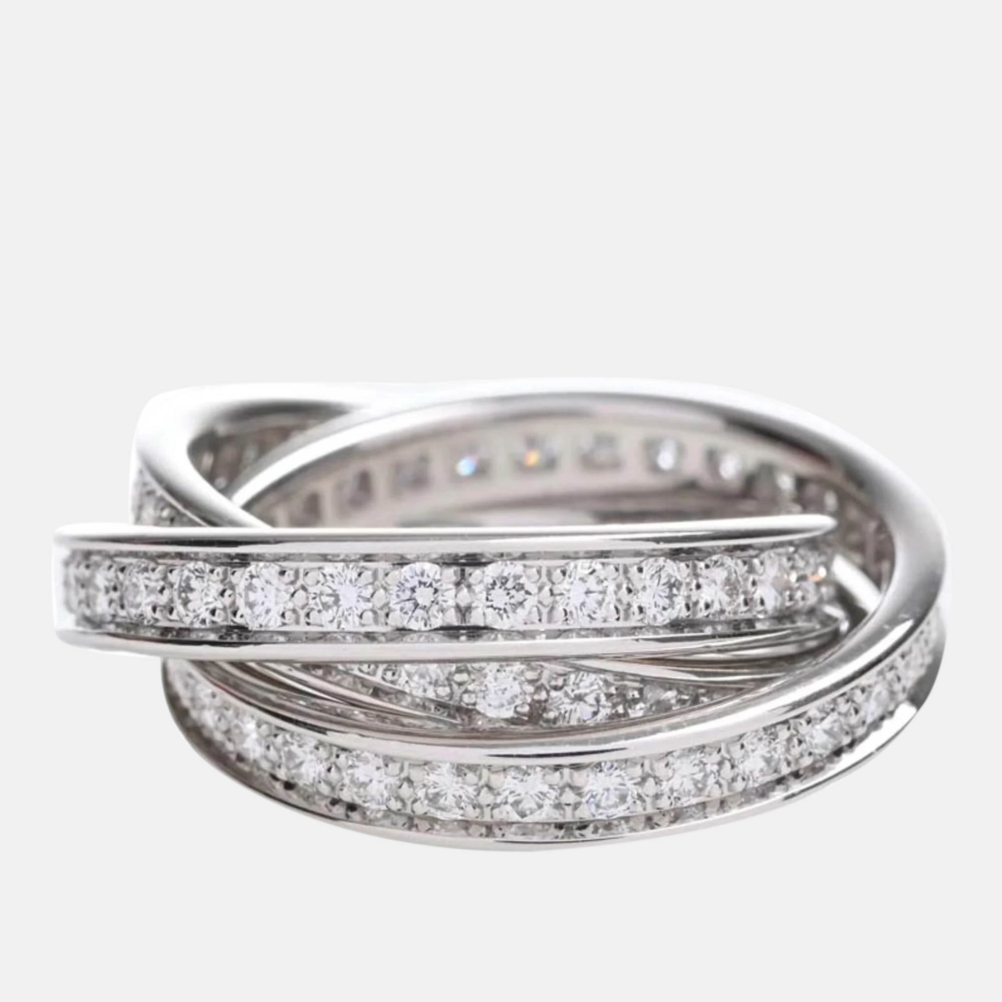 

Cartier 18K White Gold and Diamond Trinity Band Ring EU 51