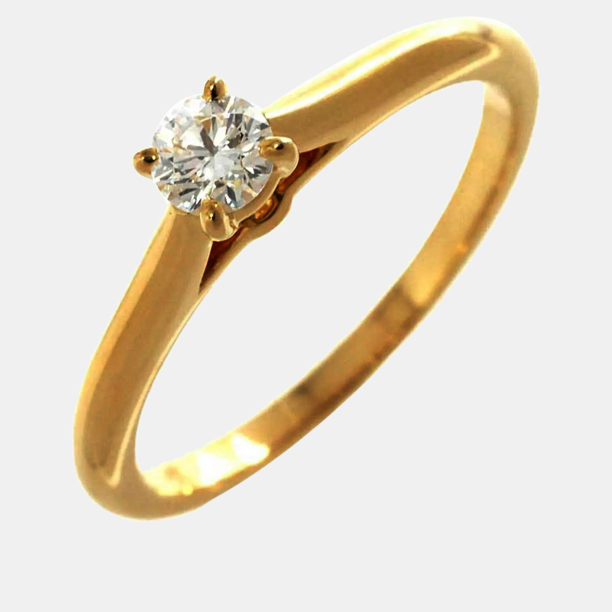 Pre-owned Cartier 18k Yellow Gold And Diamond Solitaire 1895 Engagement Ring Eu 48