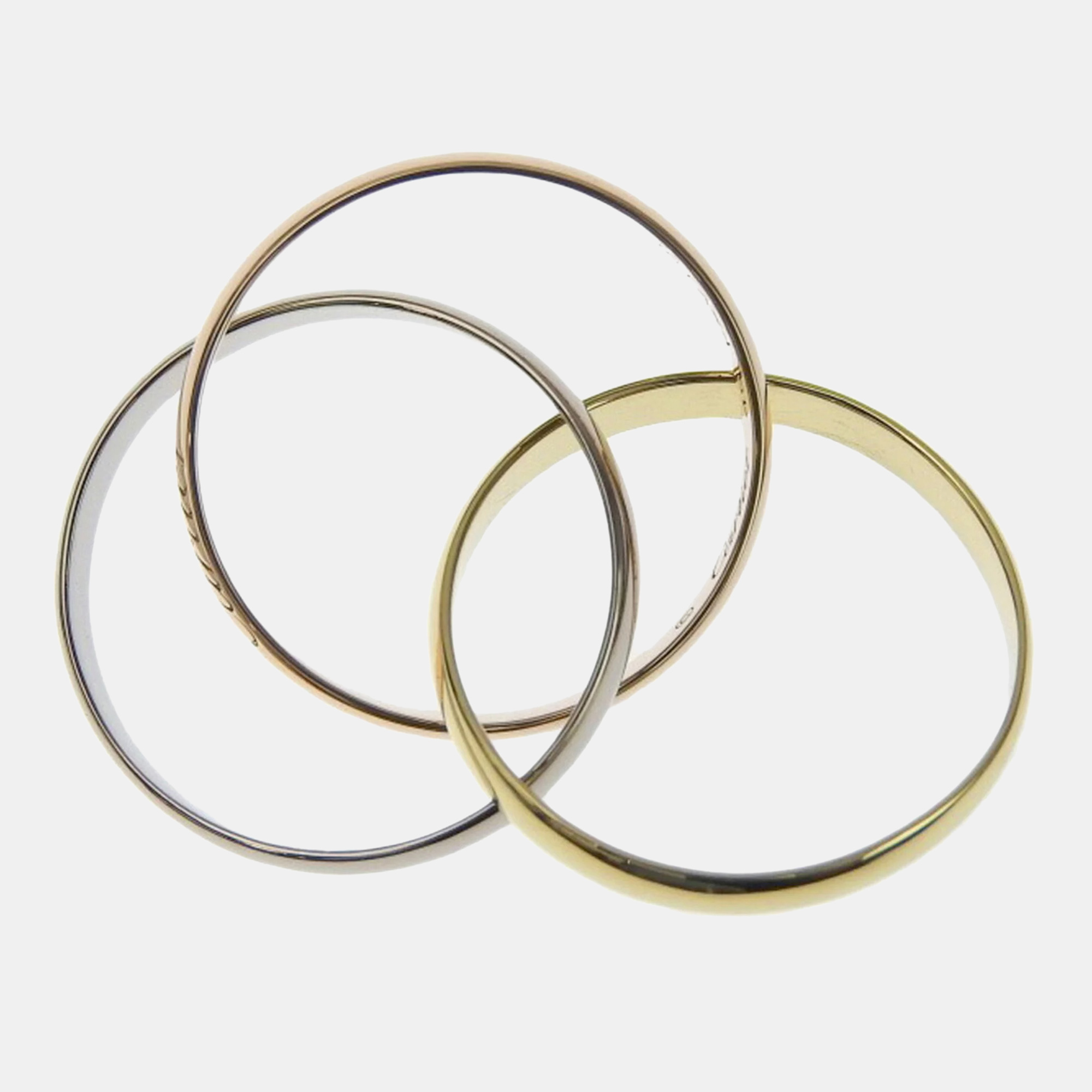 

Cartier 18K Yellow, Rose, White Gold Small Trinity Band Ring EU 49