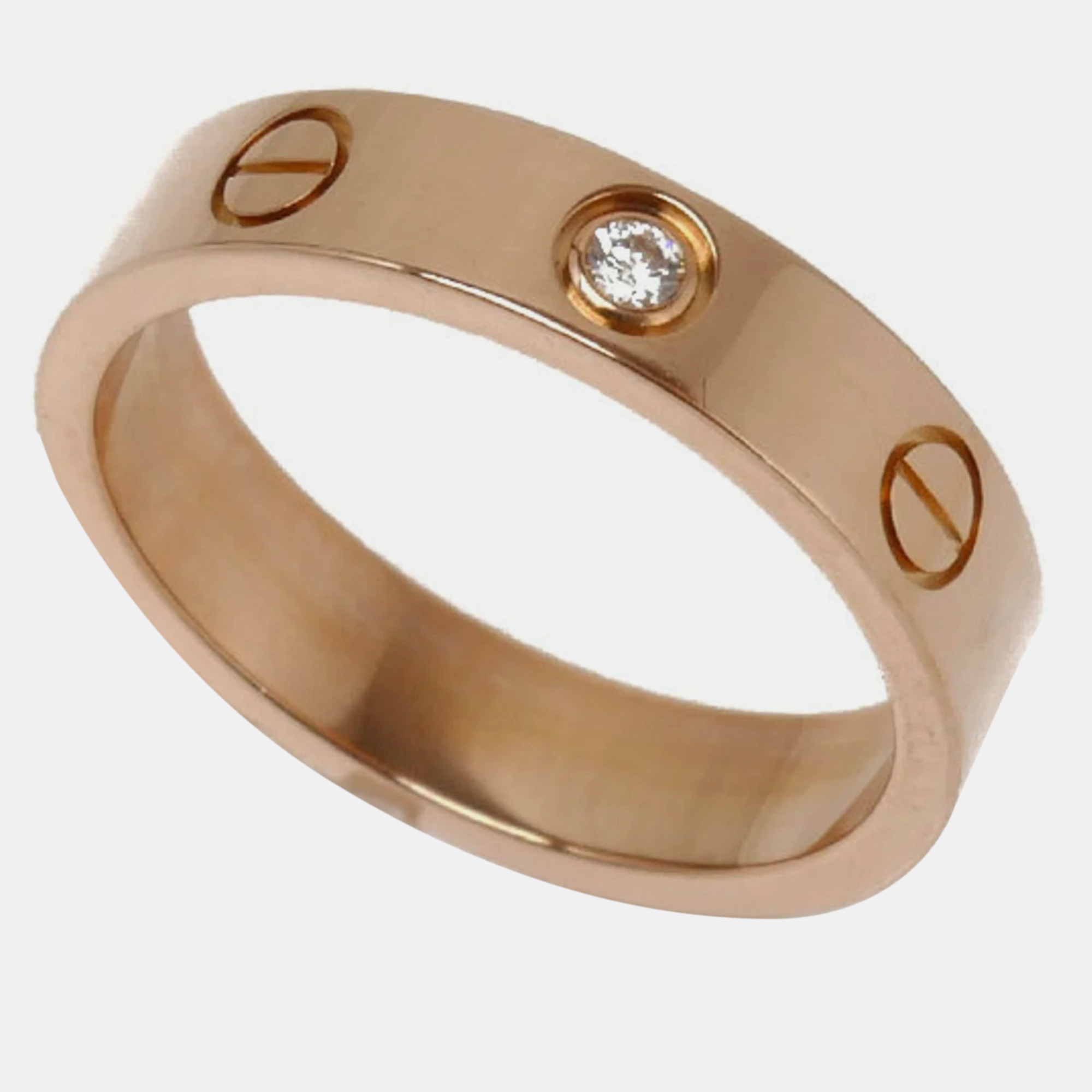 

Cartier 18K Rose Gold and Diamond Love Band Ring EU 50