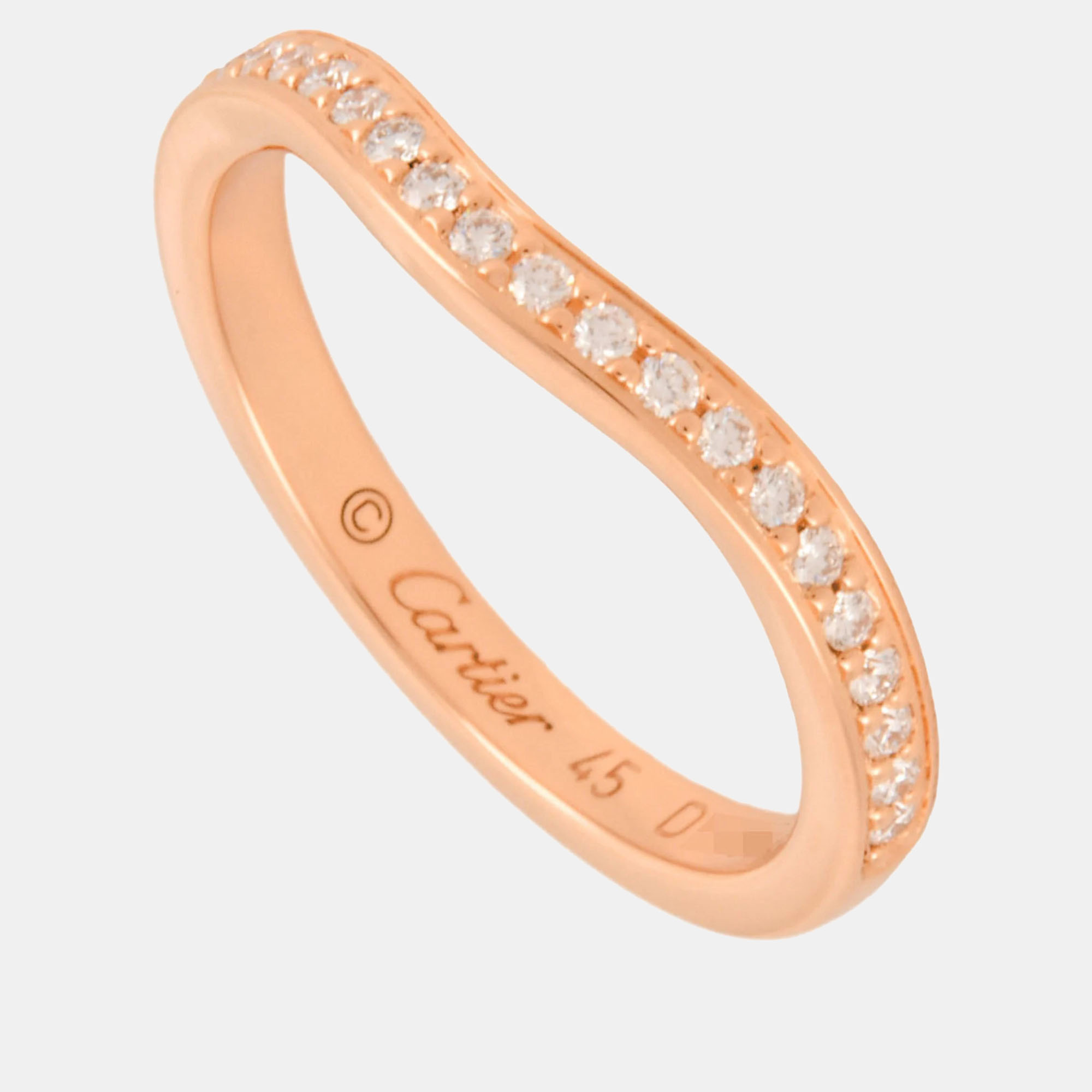 

Cartier 18K Rose Gold and Diamond Ballerine Wedding Band Ring EU 45