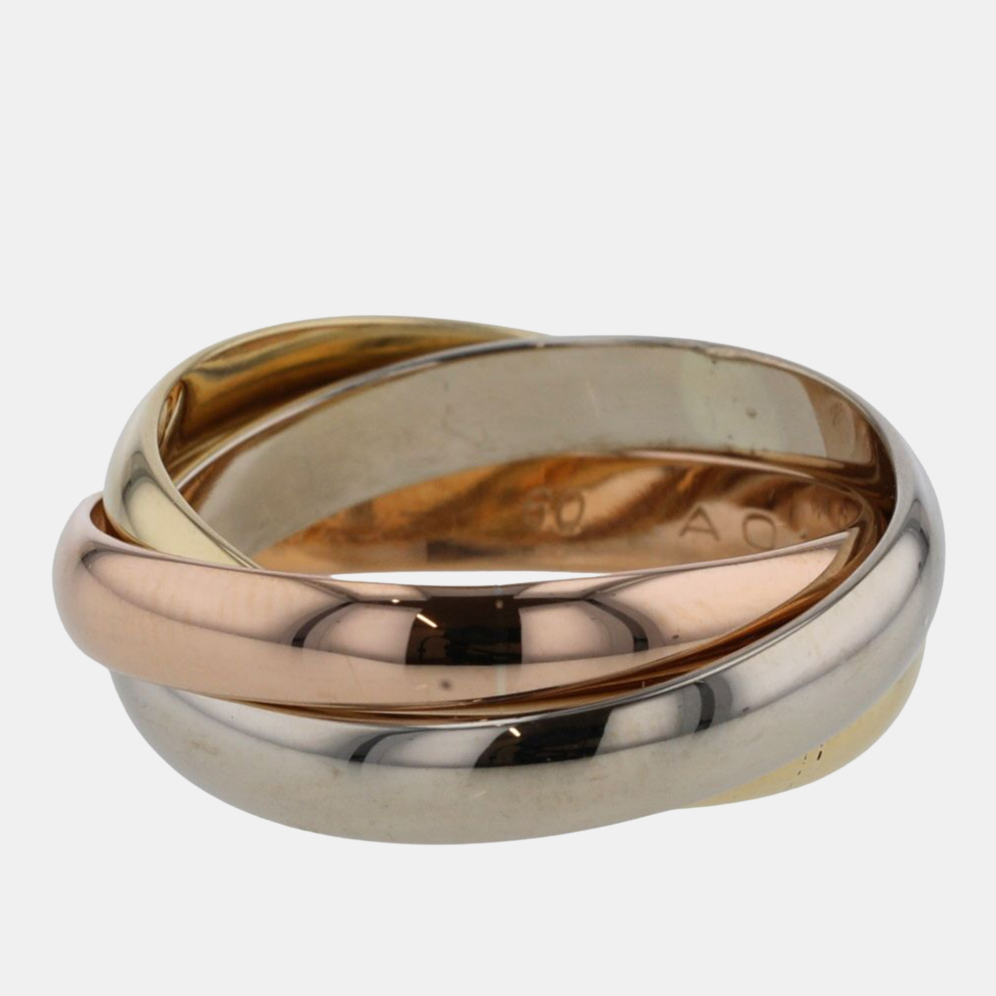 

Cartier 18K Yellow Gold, Rose Gold, White Gold Trinity Band Ring EU 60