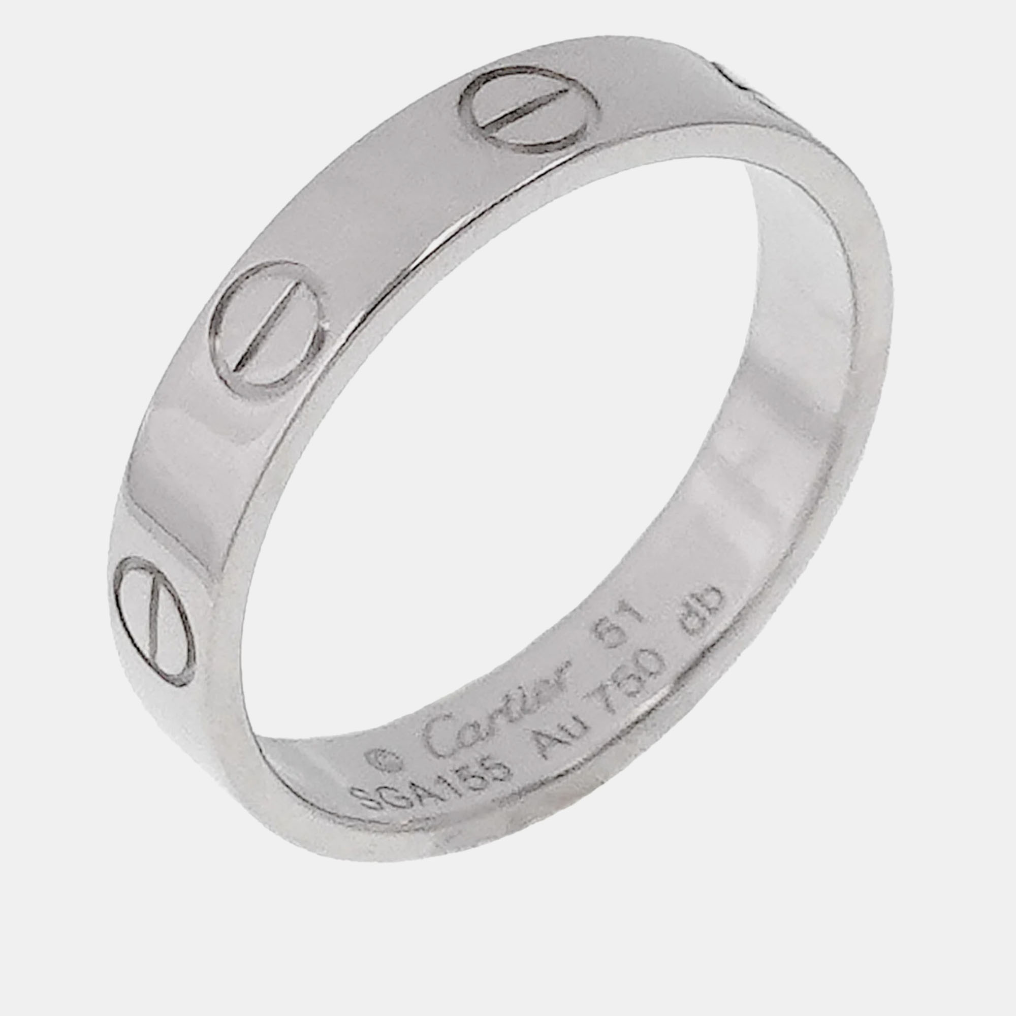 

Cartier 18K White Gold Love Band Ring EU 51