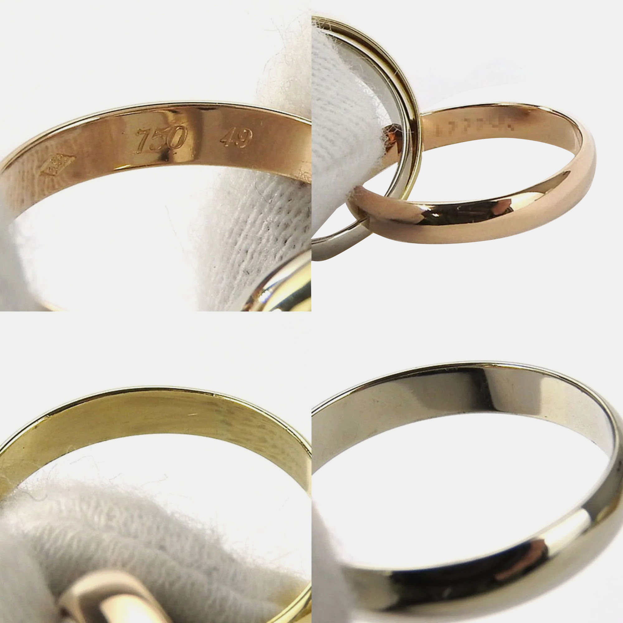

Cartier 18K Yellow Gold, Rose Gold, White Gold Trinity Band Ring EU 49