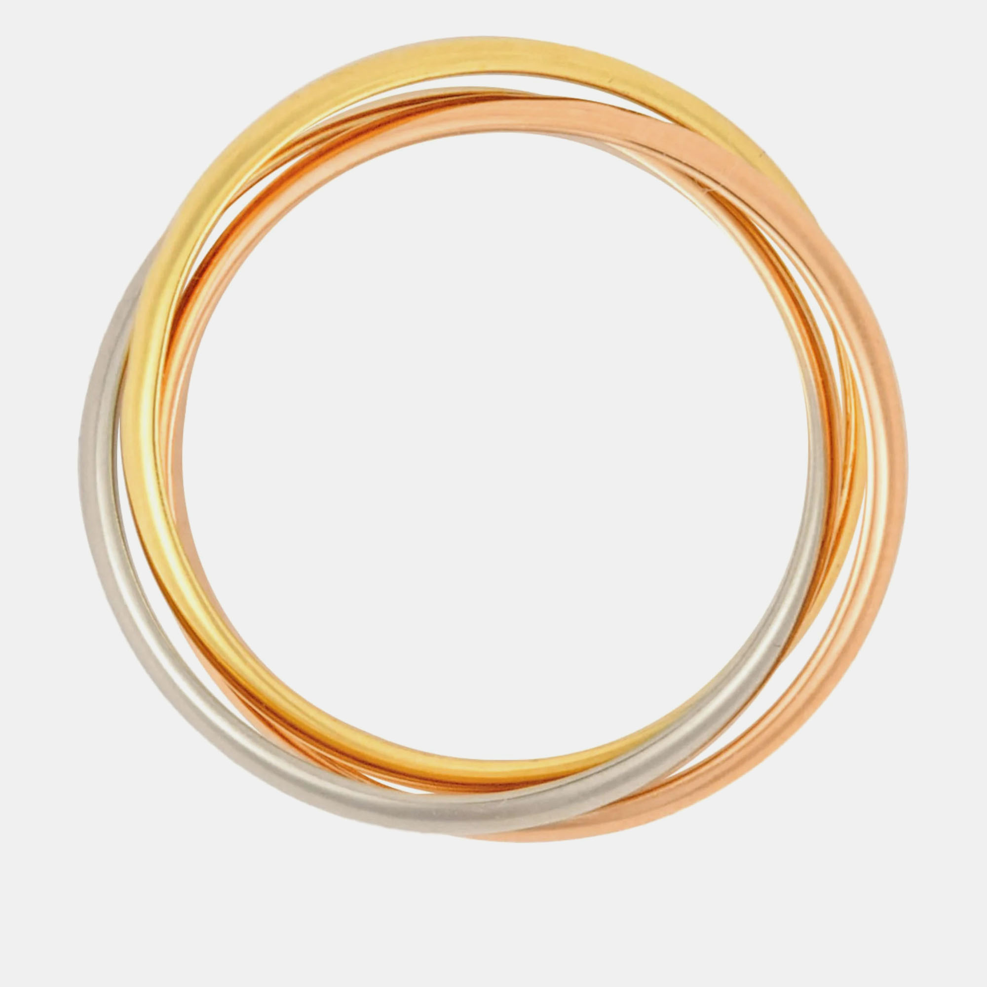 

Cartier 18K Yellow Gold, Rose Gold, White Gold Trinity Band Ring EU 47