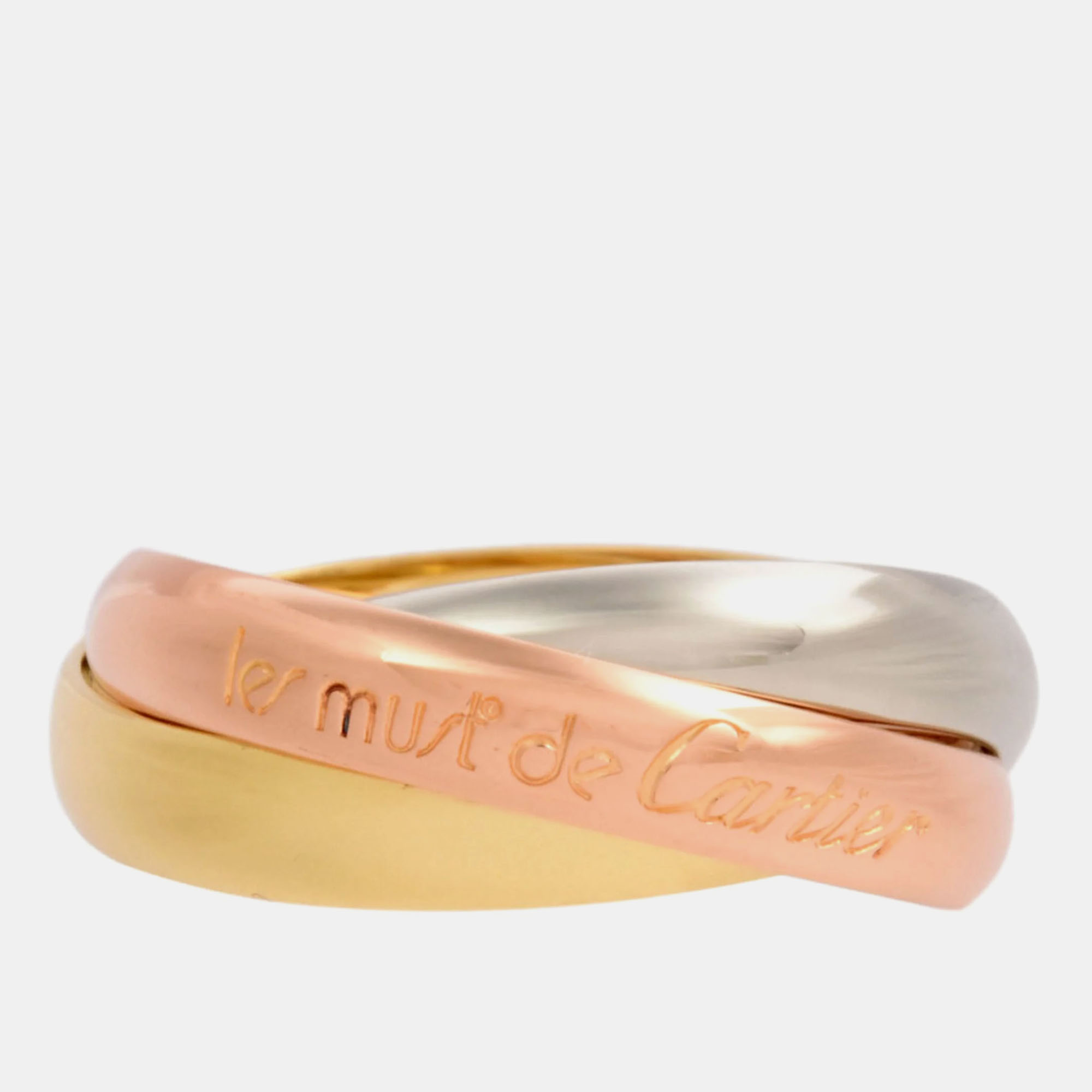 

Cartier 18K Yellow Gold, Rose Gold, White Gold Trinity Band Ring EU 51