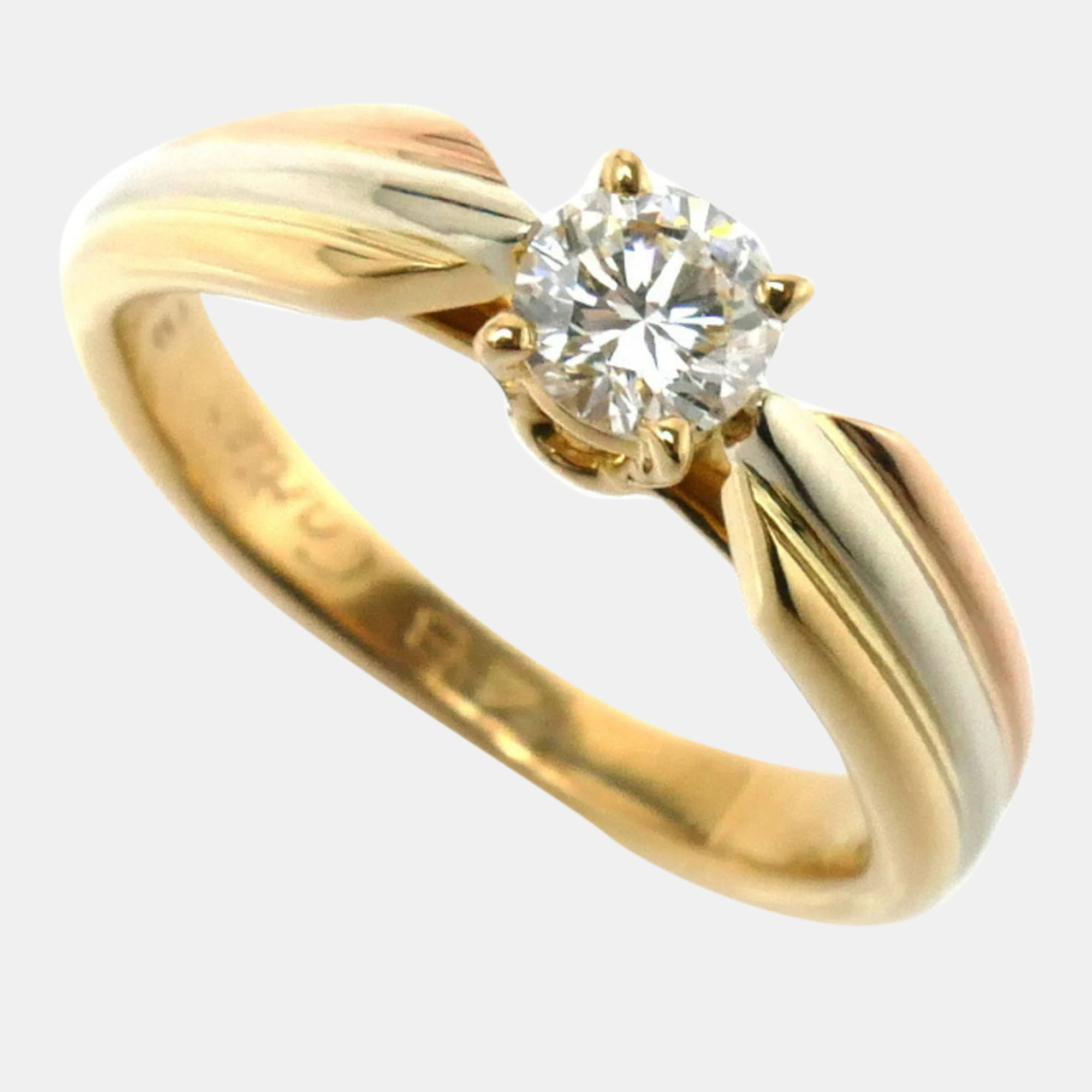 

Cartier 18K Yellow Gold, Rose Gold, White Gold Trinity Solitaire Ring EU 48