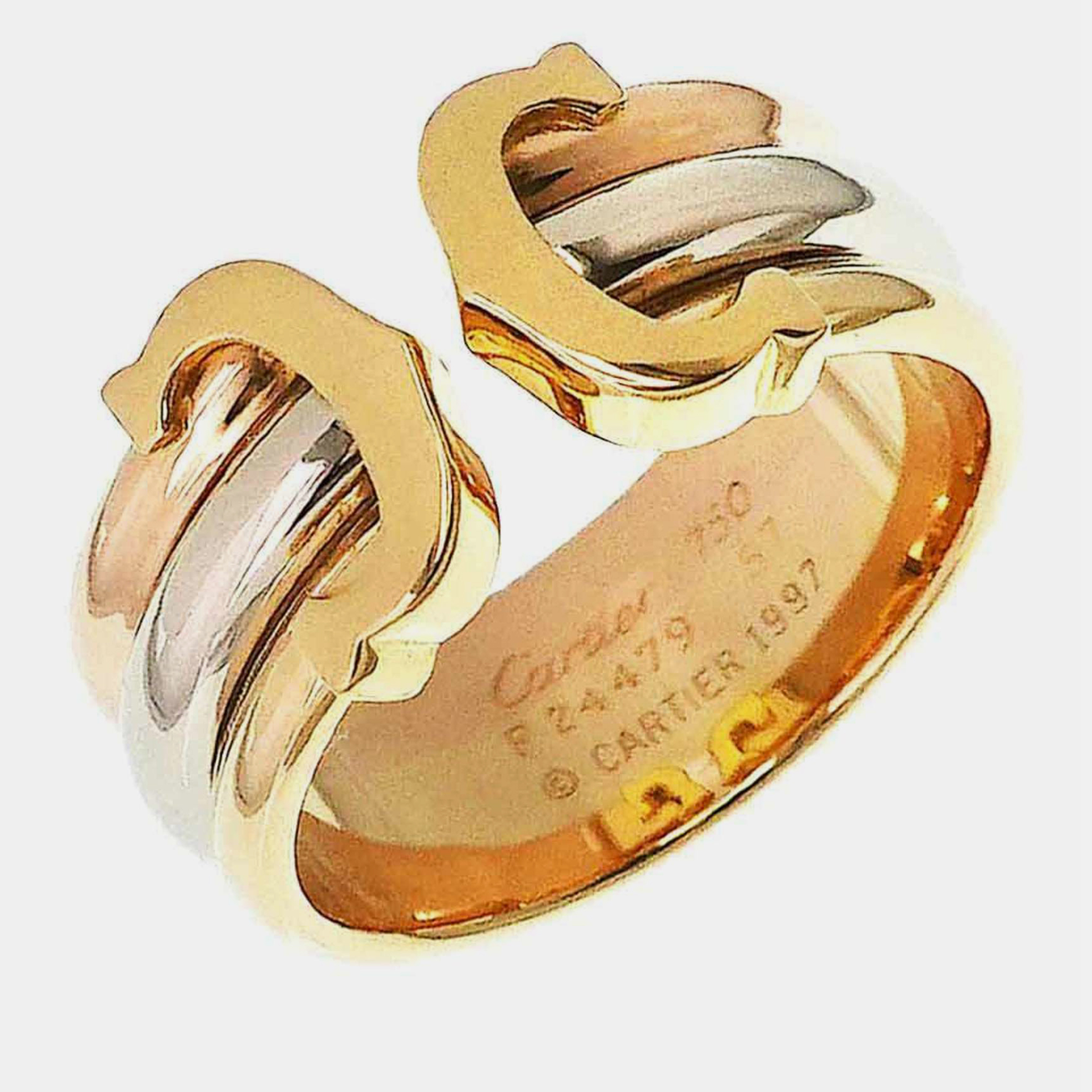 

Cartier 18K White Gold, Yellow Gold and Rose Gold C De Cartier Band Ring EU 57