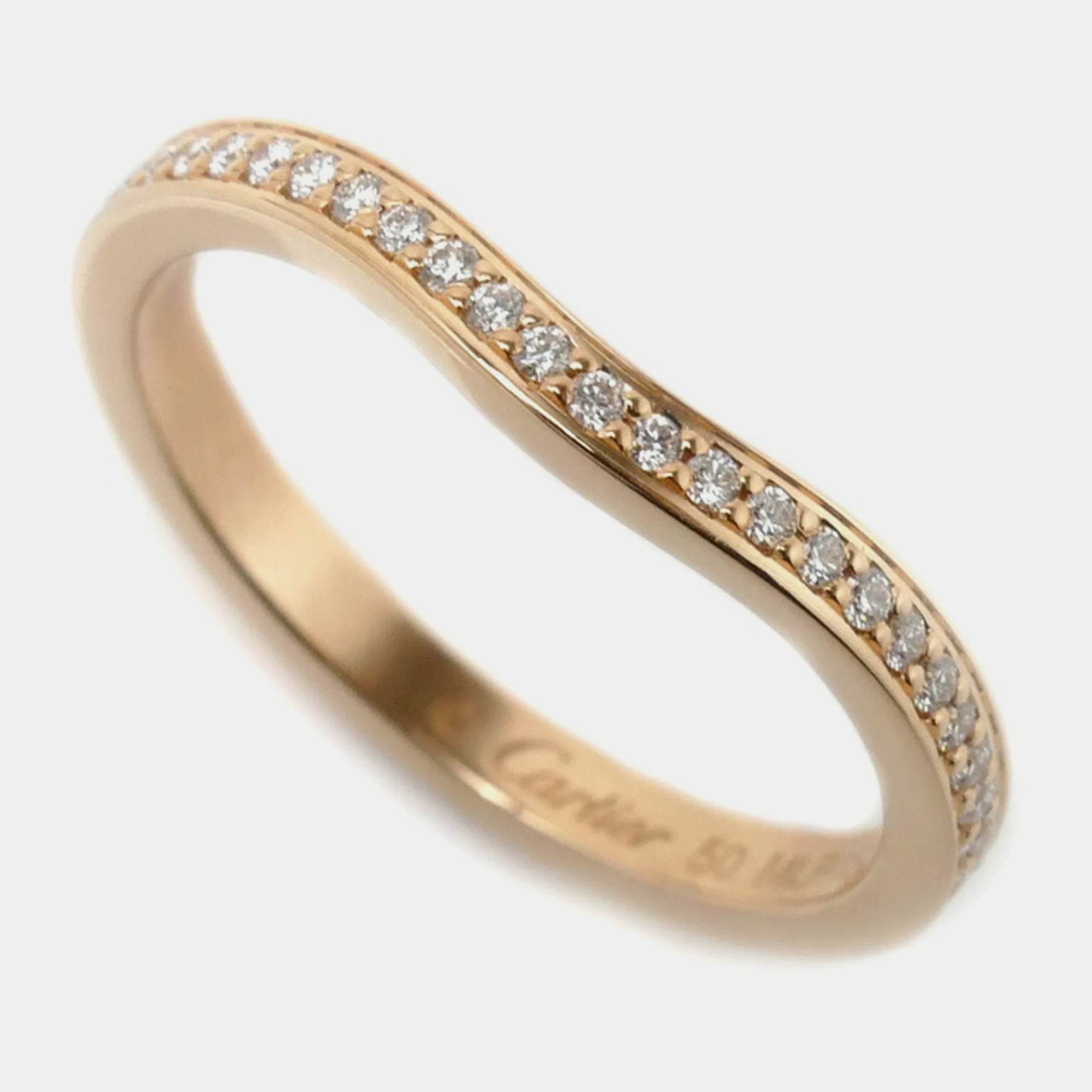 

Cartier 18K Rose Gold and Diamond Ballerine Wedding Band Ring EU 50