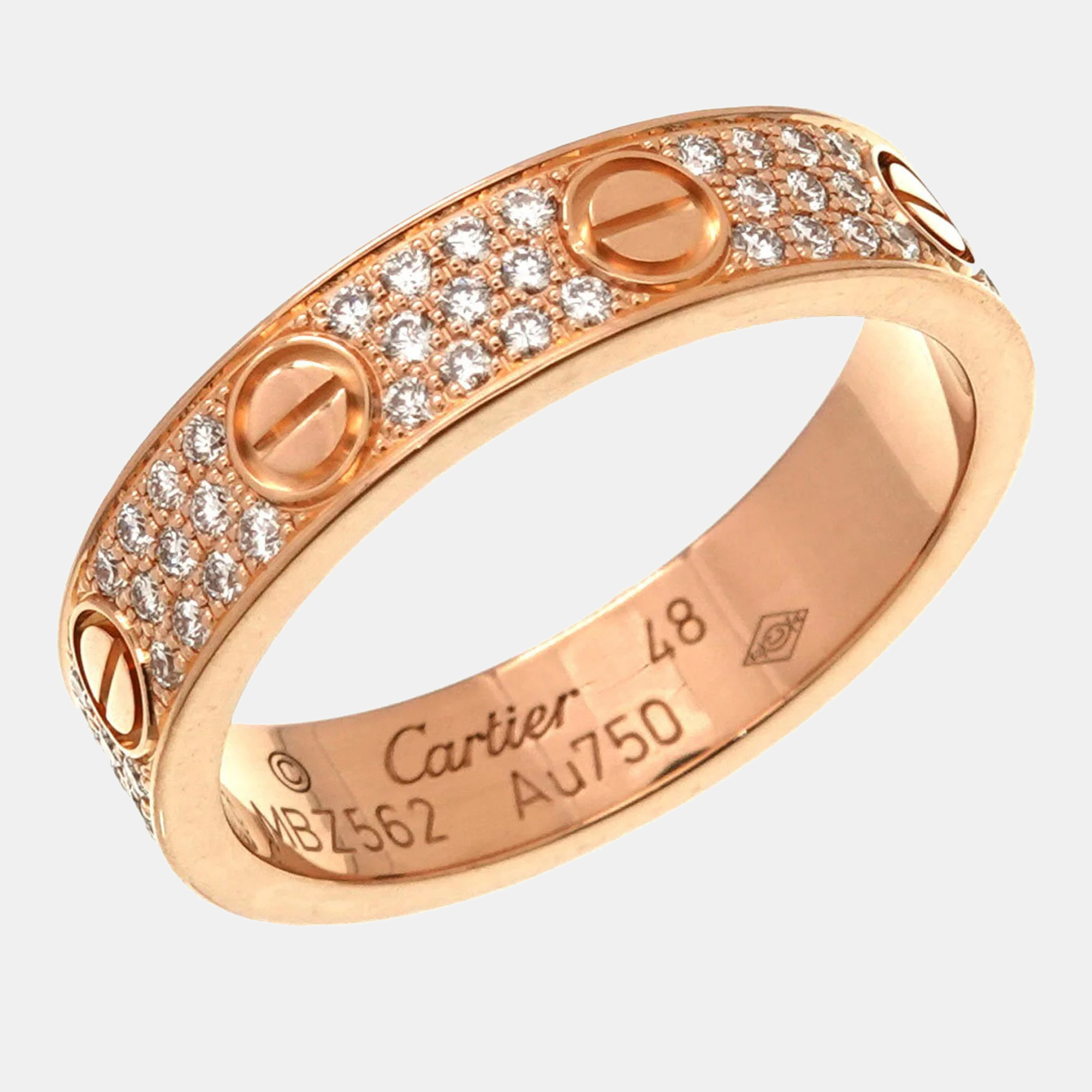 

Cartier 18K Rose Gold and Diamond-Paved Band Ring EU 48