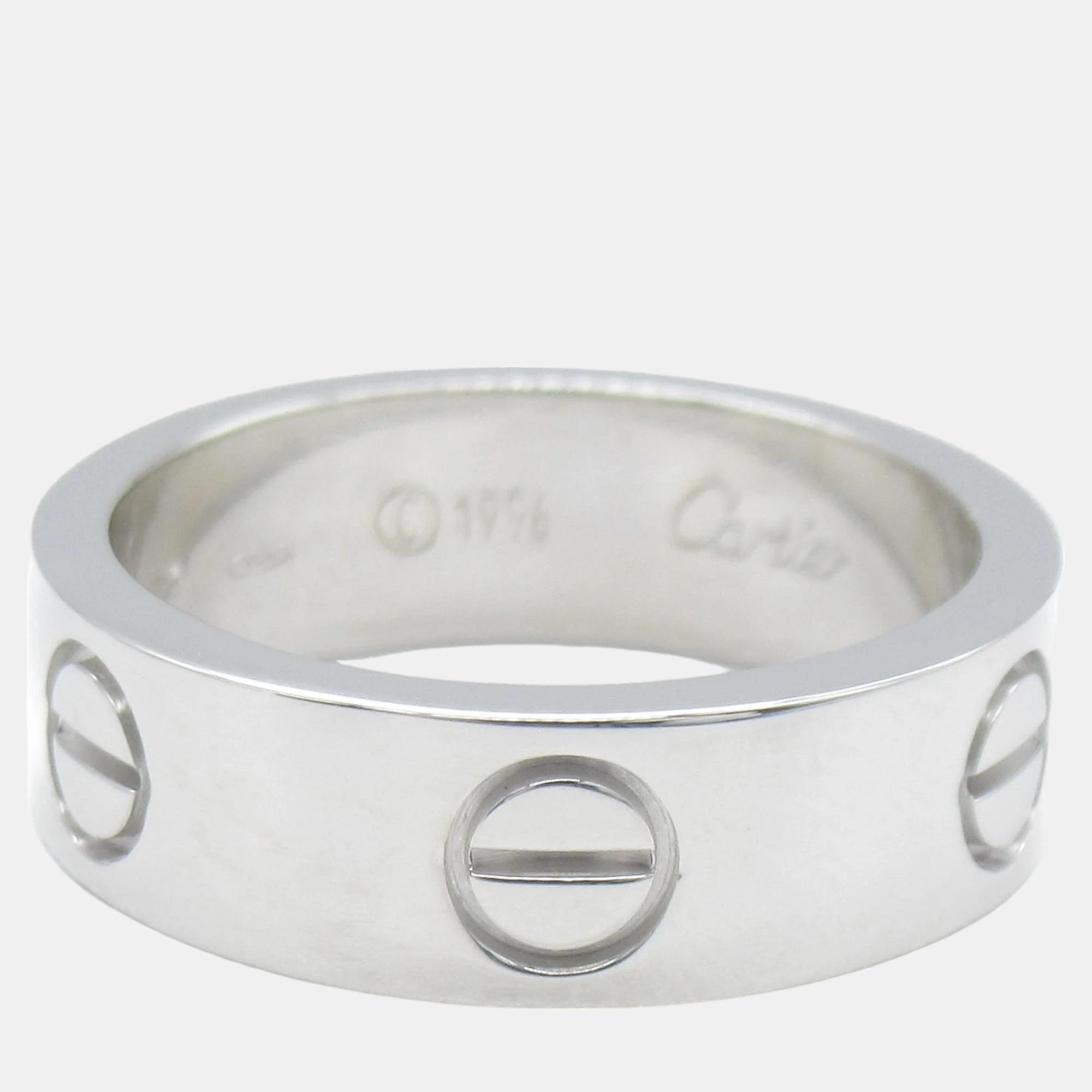 

Cartier 18K White Gold Love Band Ring EU 50