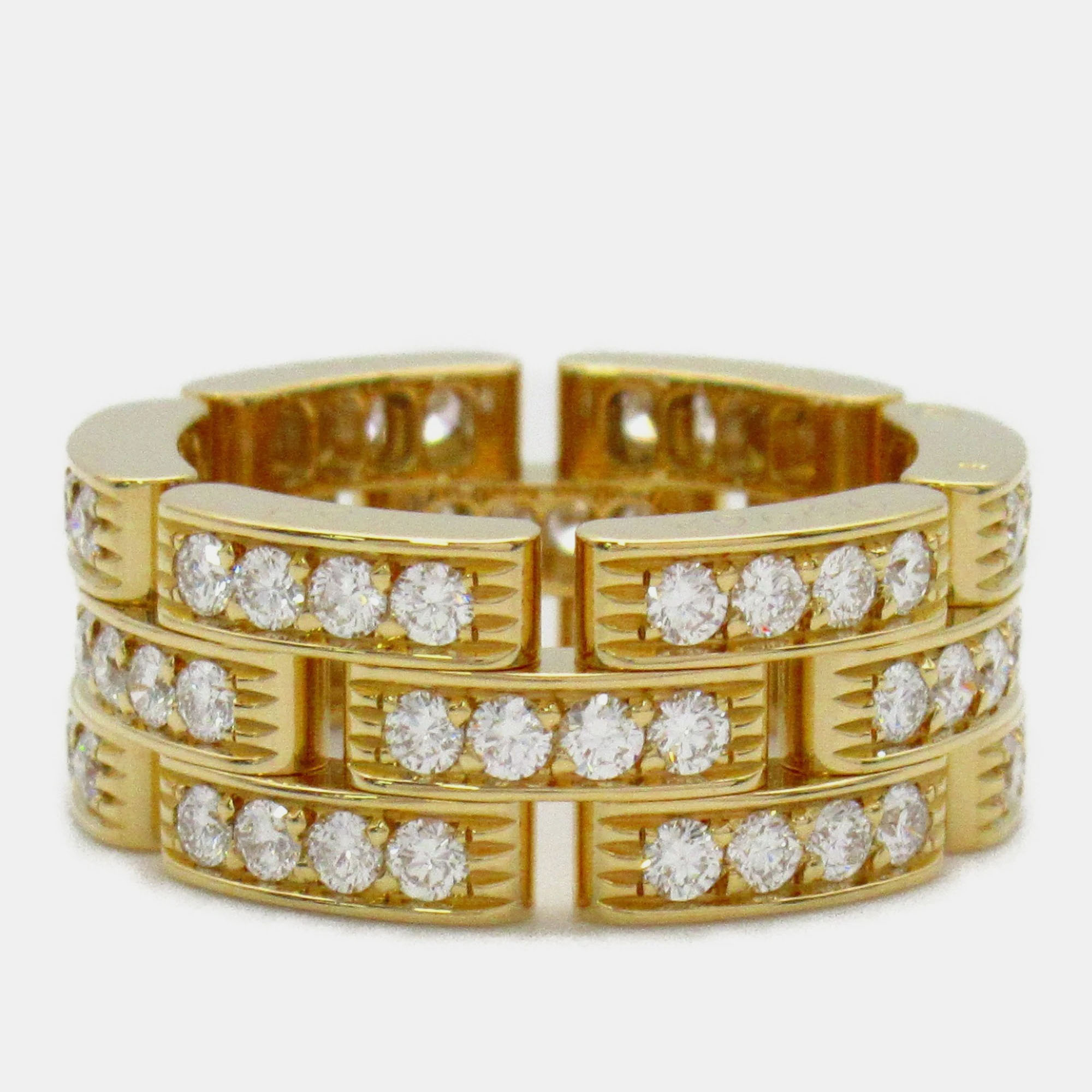 

Cartier 18K Yellow Gold and Diamond Maillon Panthere Band Ring EU 53