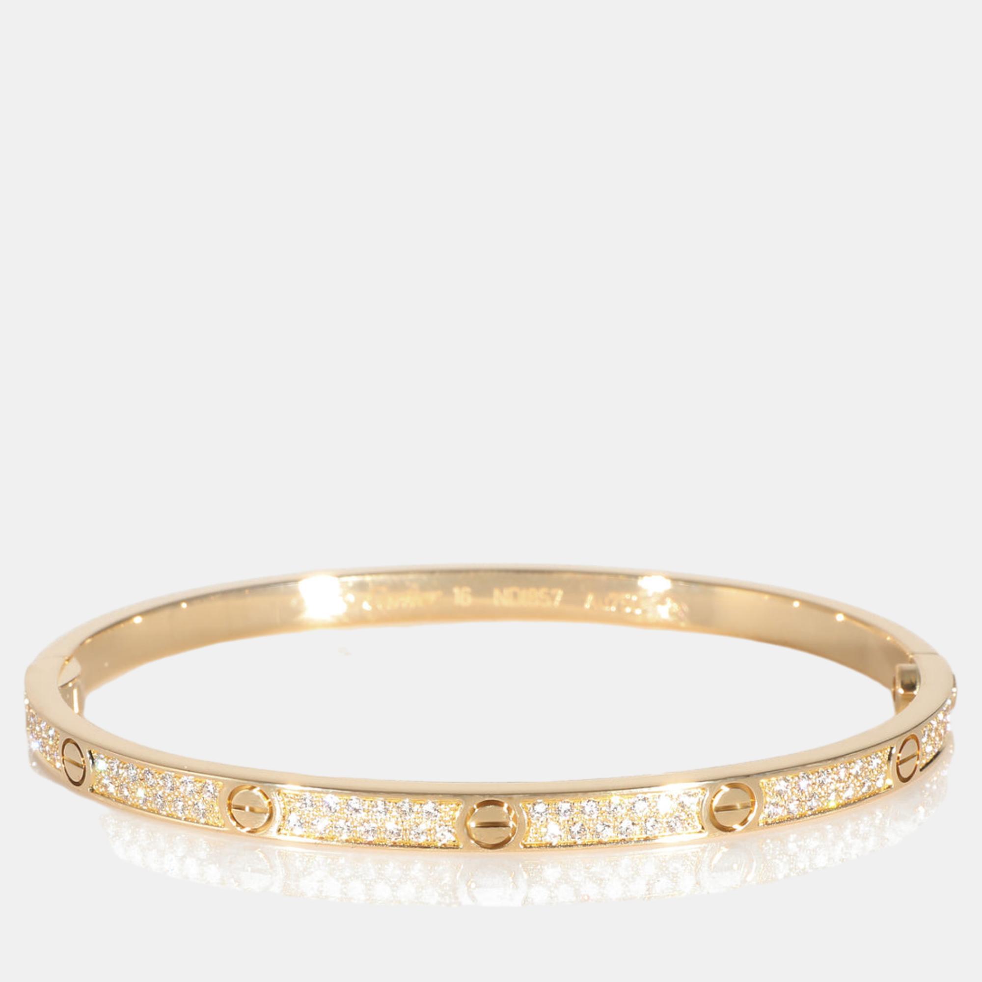 

Cartier Love Bracelet, Small Model, Paved 18K Yellow Gold 0.95 CTW