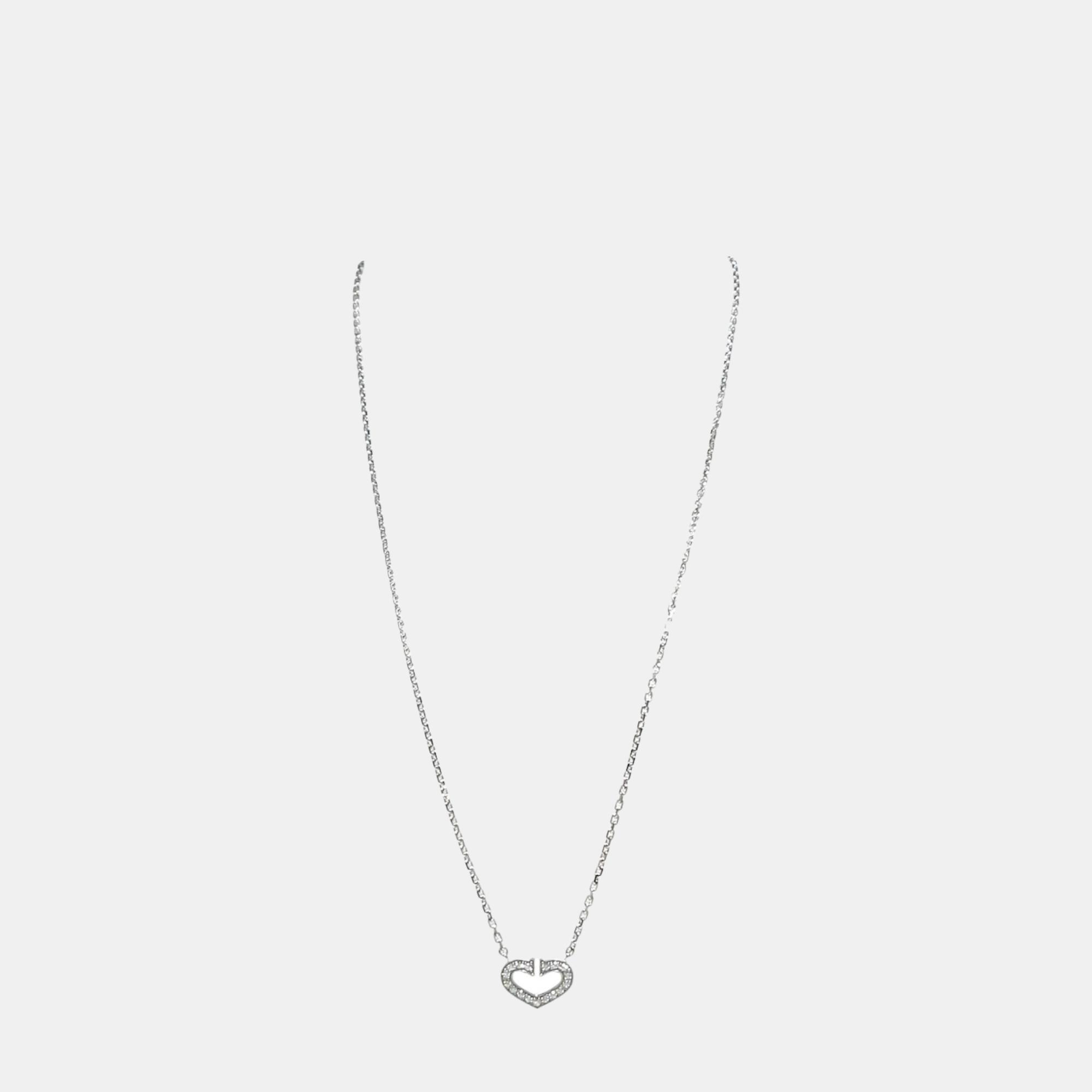 

Cartier 18k White Gold Diamond C de Cartier Heart Necklace