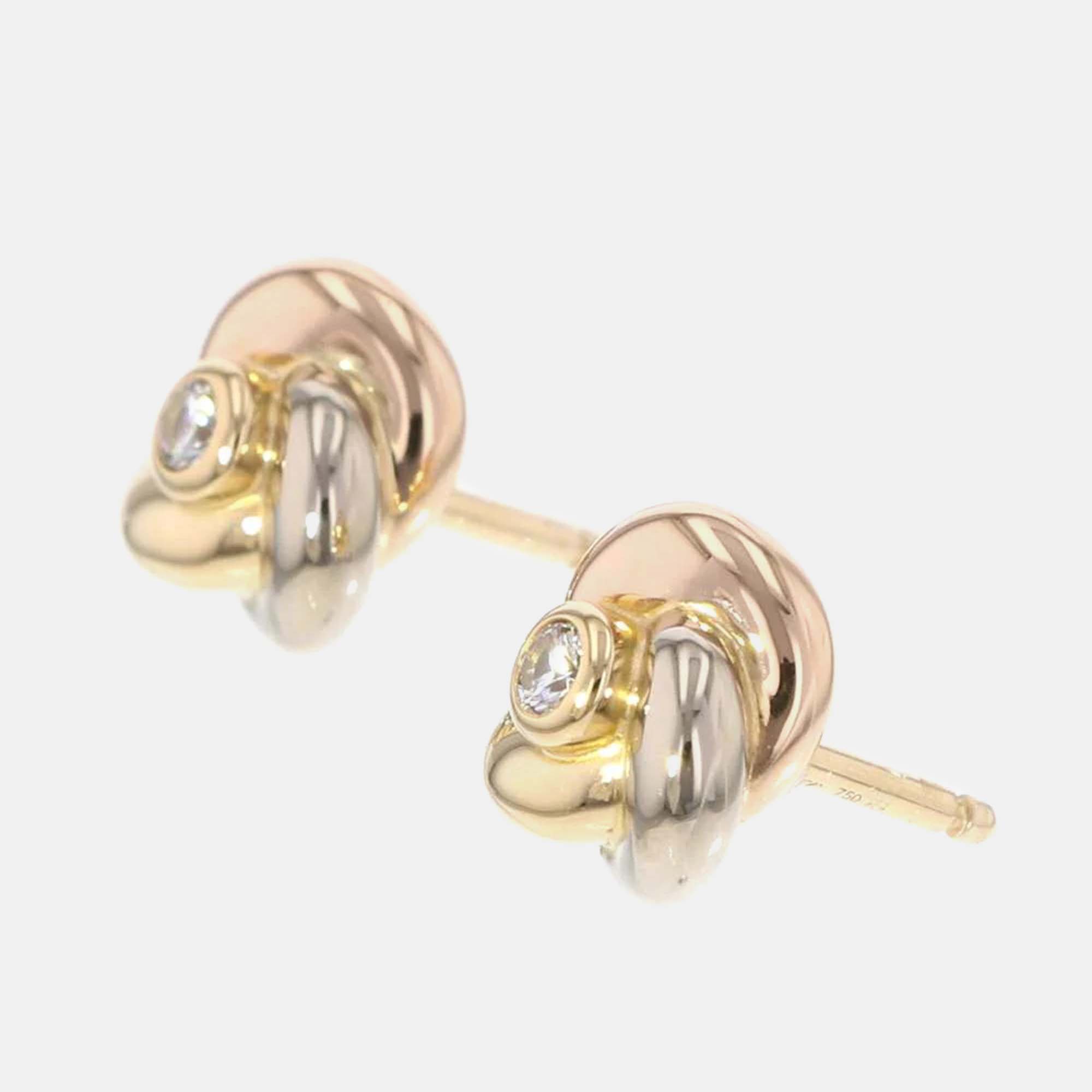 

Cartier Yellow, Rose, White Gold Baby Trinity Diamond Earrings