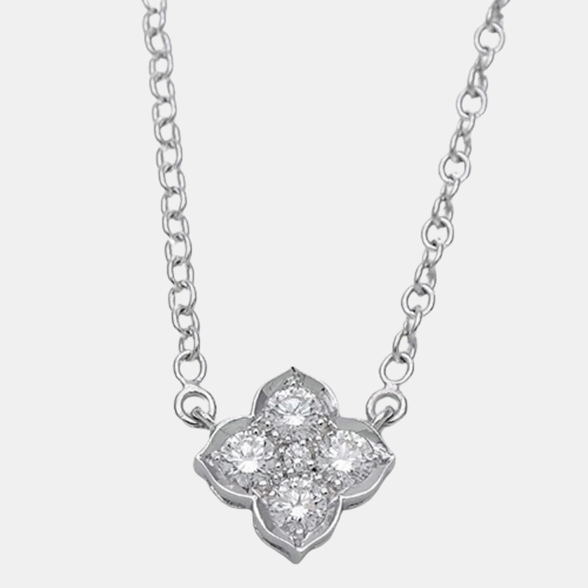 Pre-owned Cartier 18k White Gold And Diamond Hindu Flora Pendant Necklace