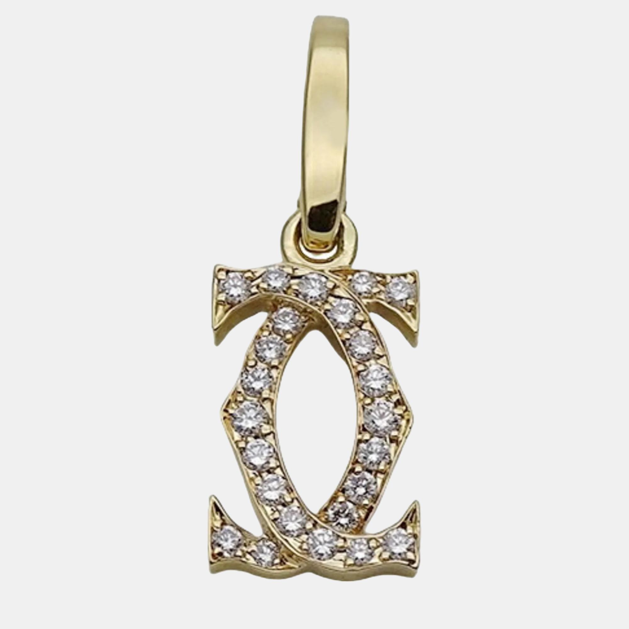 

Cartier 18K Yellow Gold and Diamond Double C Pendant Charm