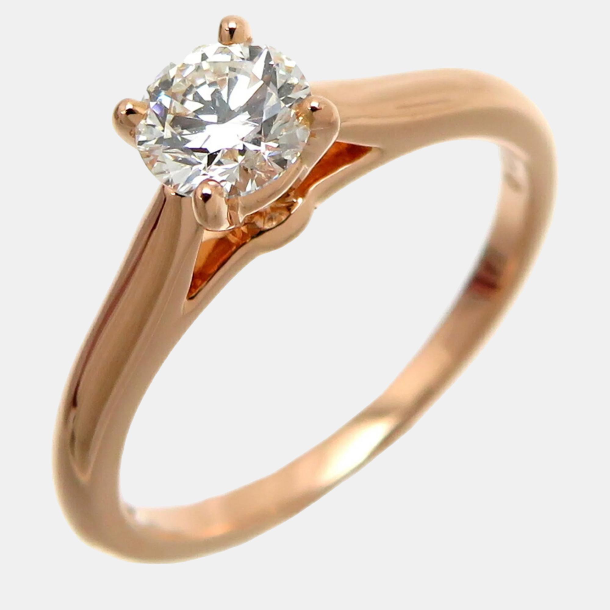 Pre-owned Cartier 18k Rose Gold And Diamond 1895 Solitaire Ring Eu 47