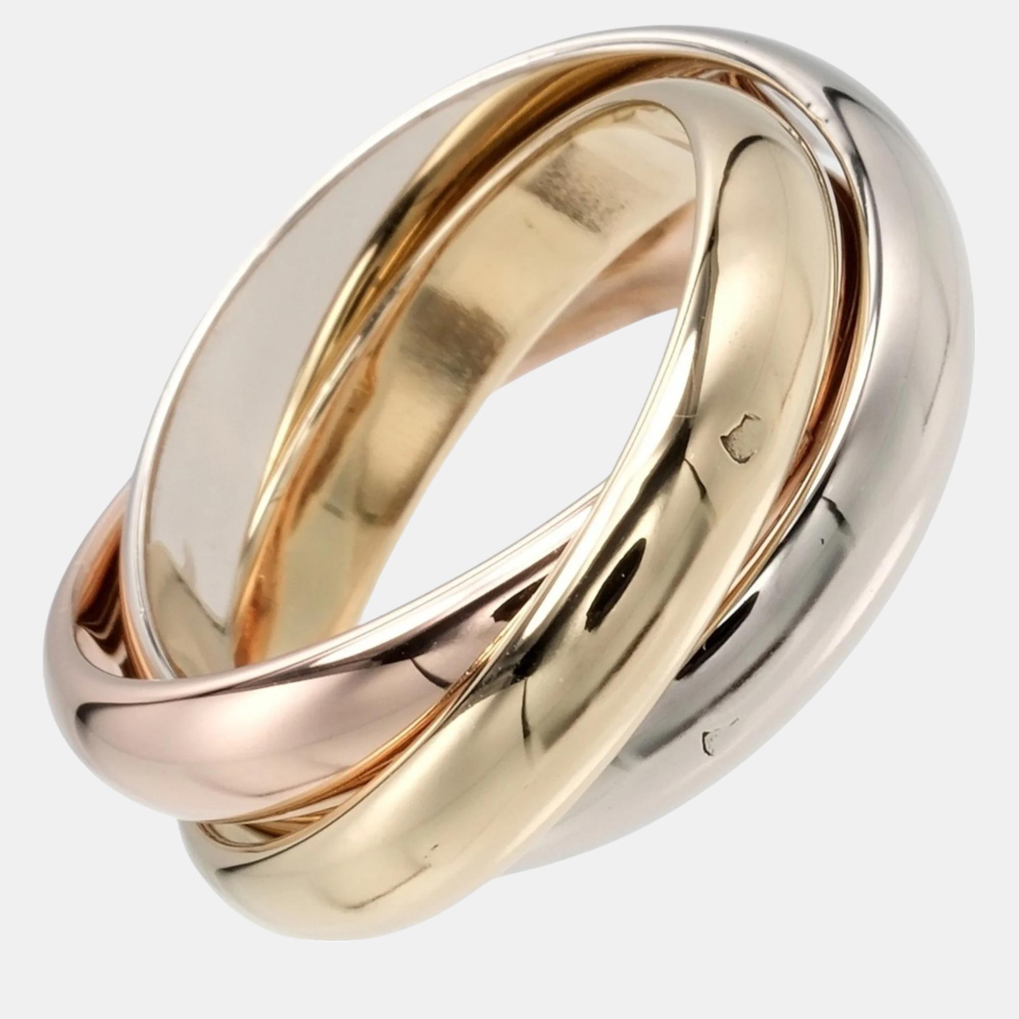 

Cartier 18K Yellow Gold, Rose Gold, White Gold Trinity Band Ring EU 51