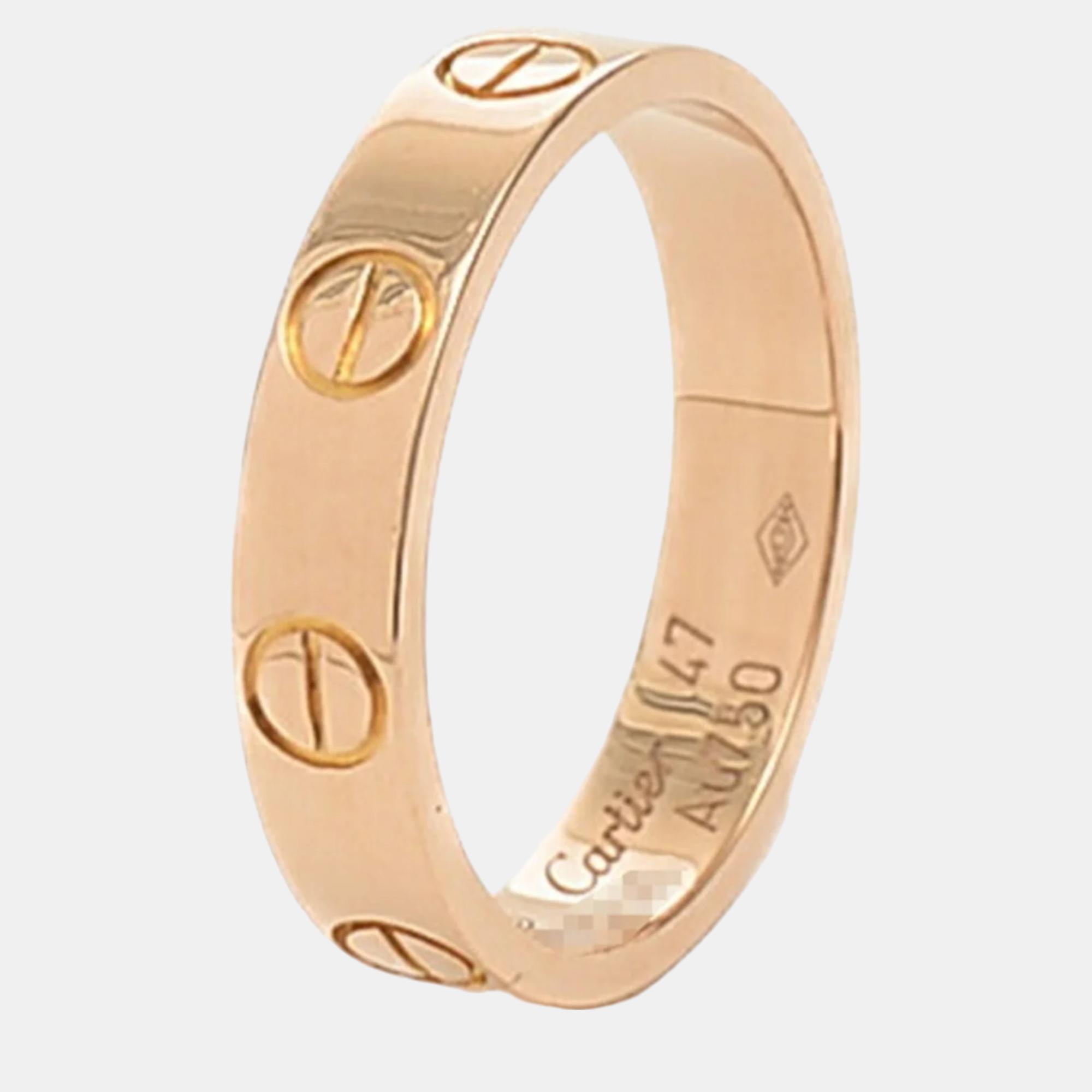 Pre-owned Cartier 18k Rose Gold Love Band Ring Eu 47