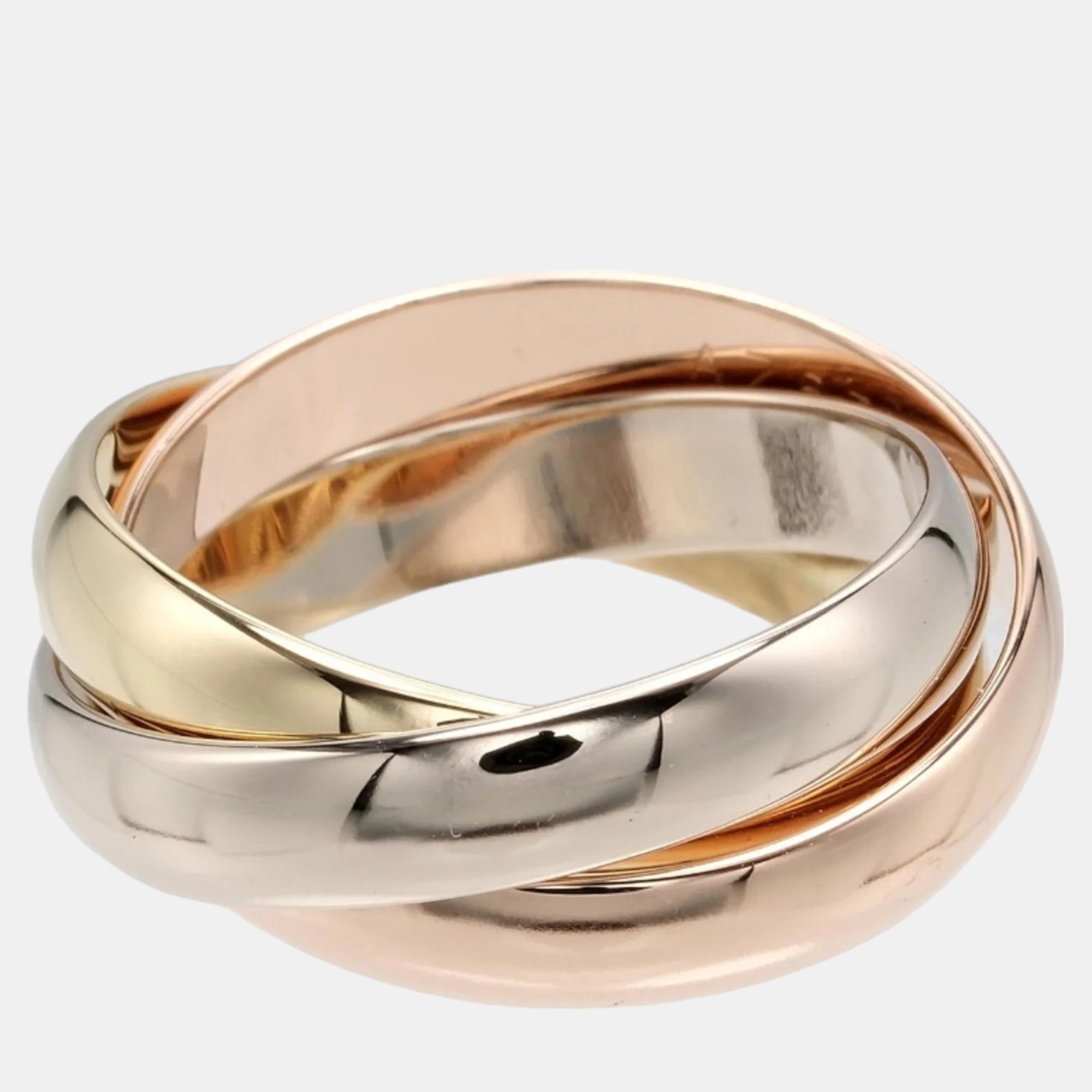 

Cartier 18K Yellow Gold, Rose Gold, White Gold Trinity Band Ring EU 48