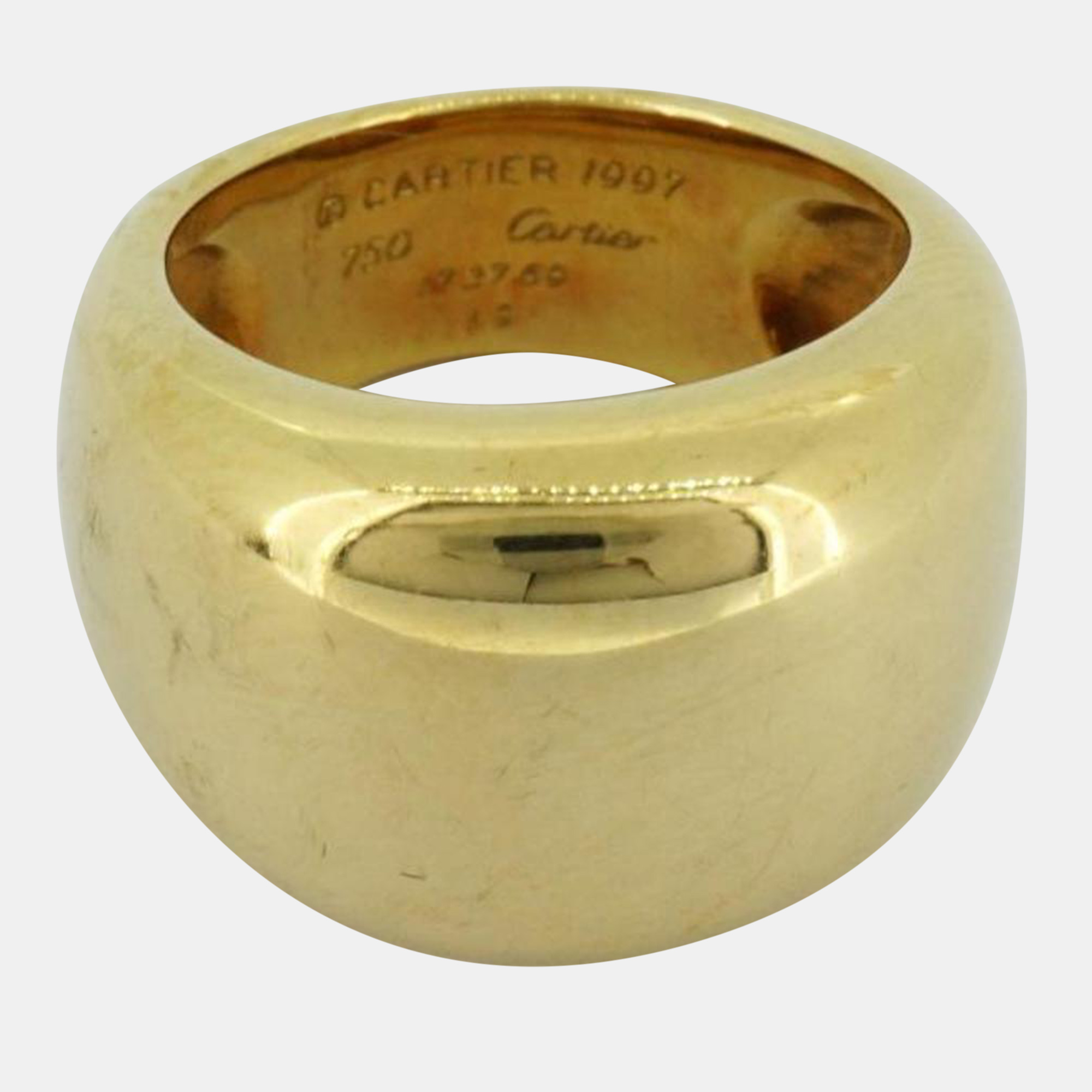 Pre-owned Cartier 18k Yellow Gold Paris Nouvelle Vague Band Ring Eu 50