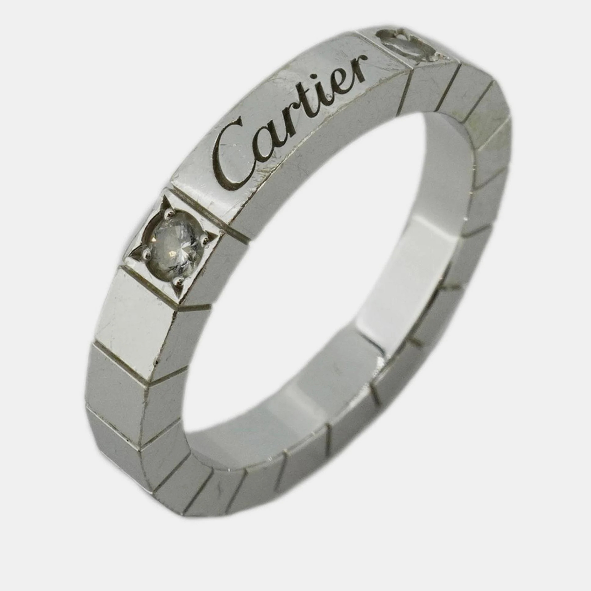 

Cartier 18K White Gold and Diamond Lanieres Band Ring EU 51