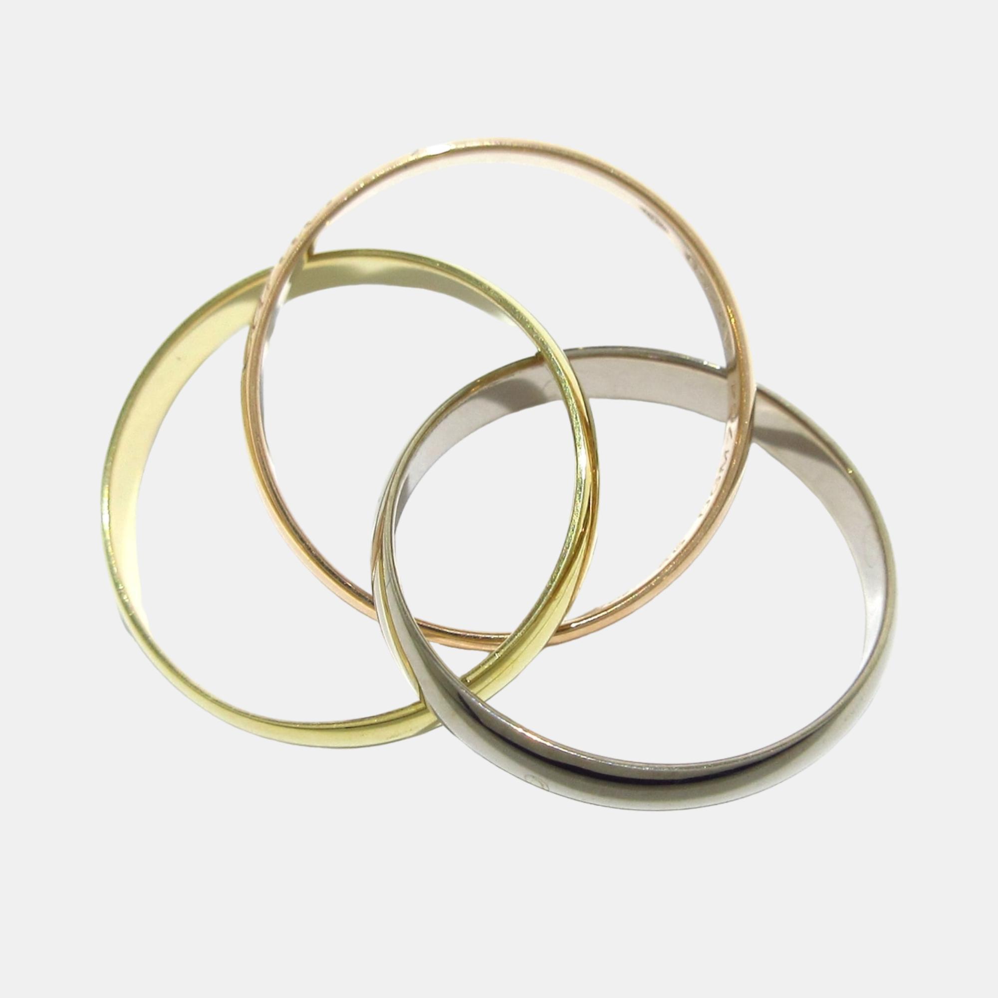 

Cartier 18K Rose Gold, 18K White Gold & 18K Yellow Gold Trinity Ring 46