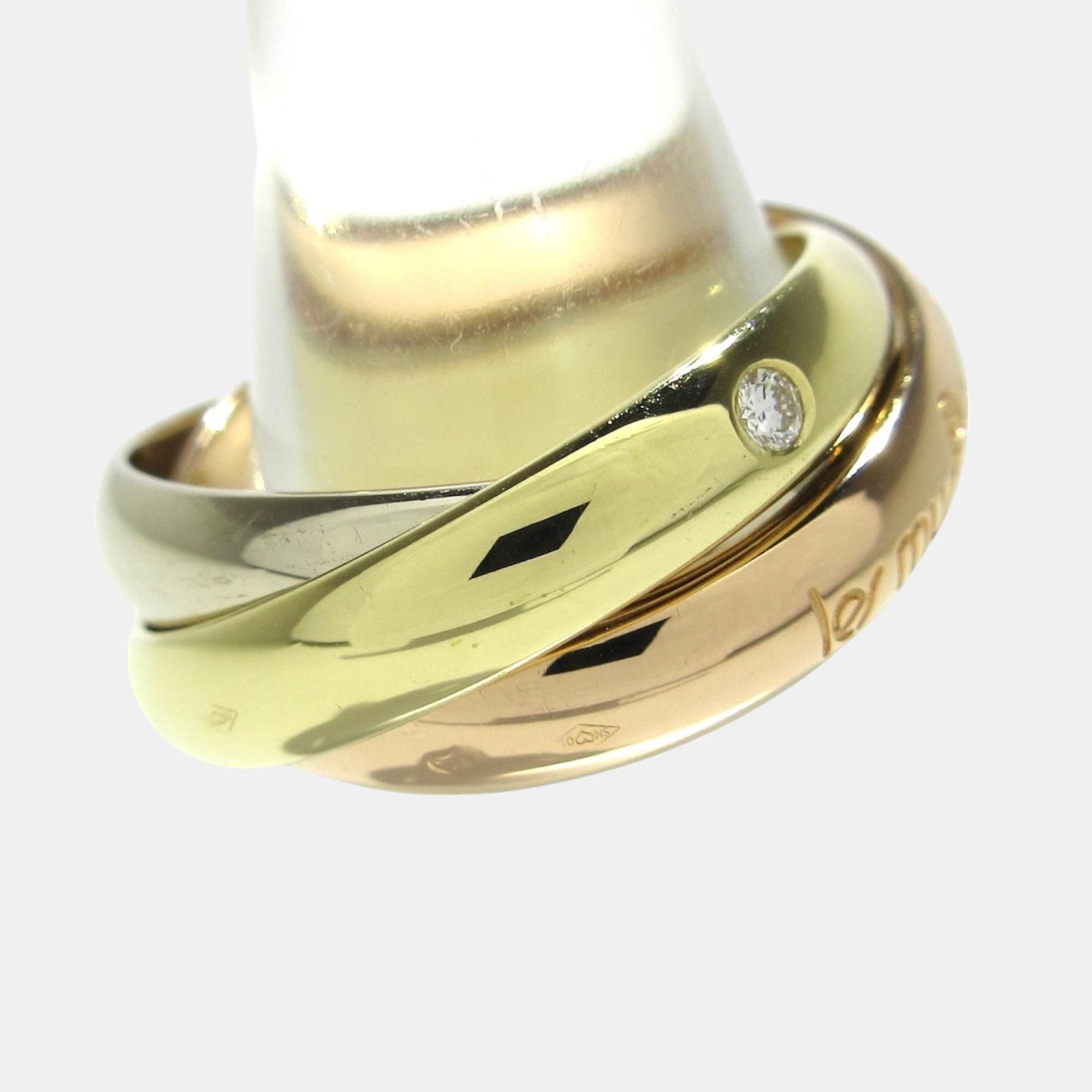 

Cartier 18K Rose Gold, 18K White Gold & 18K Yellow Gold Diamond Trinity Ring 48