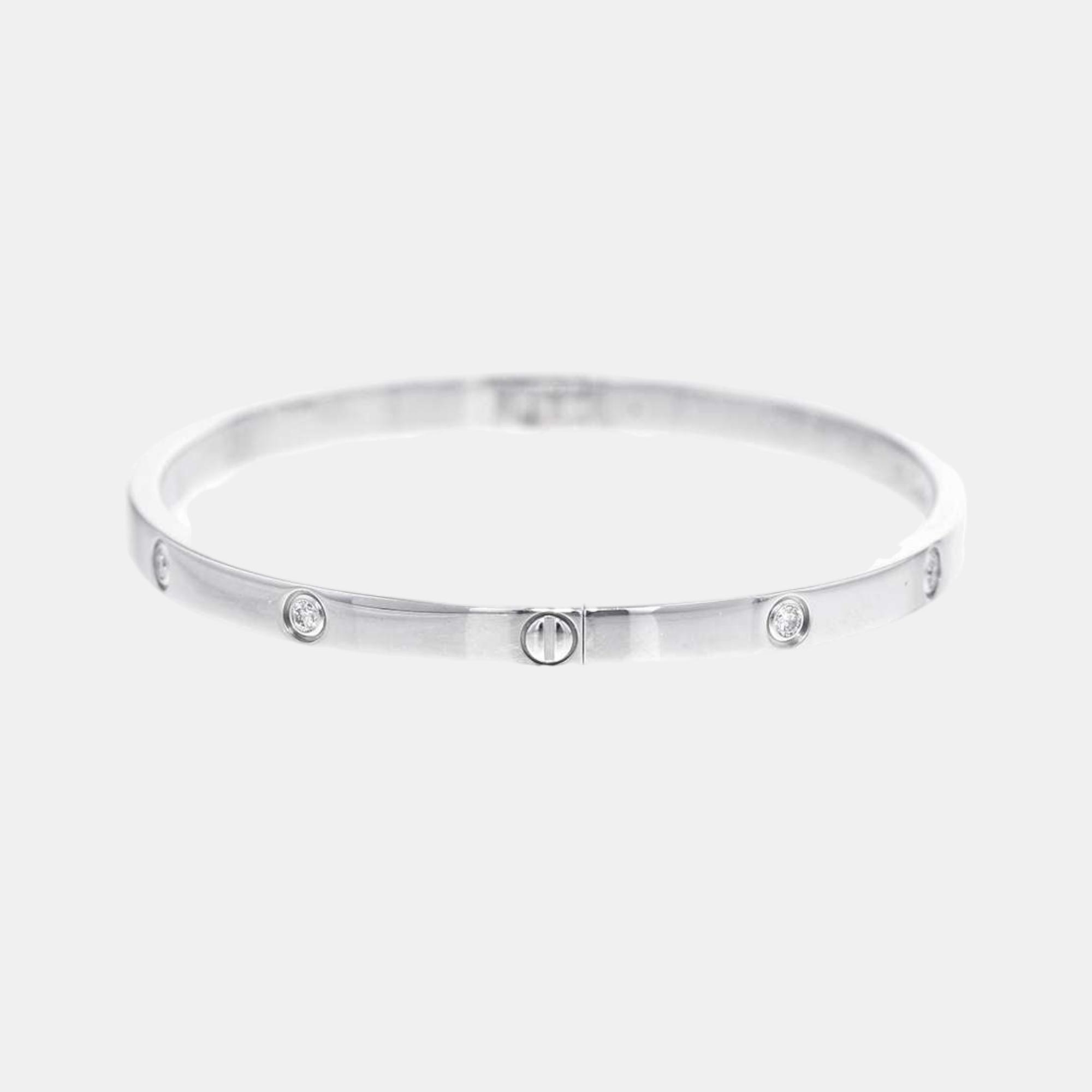 

Cartier 18K White Gold Diamond Love Bracelet Size 16