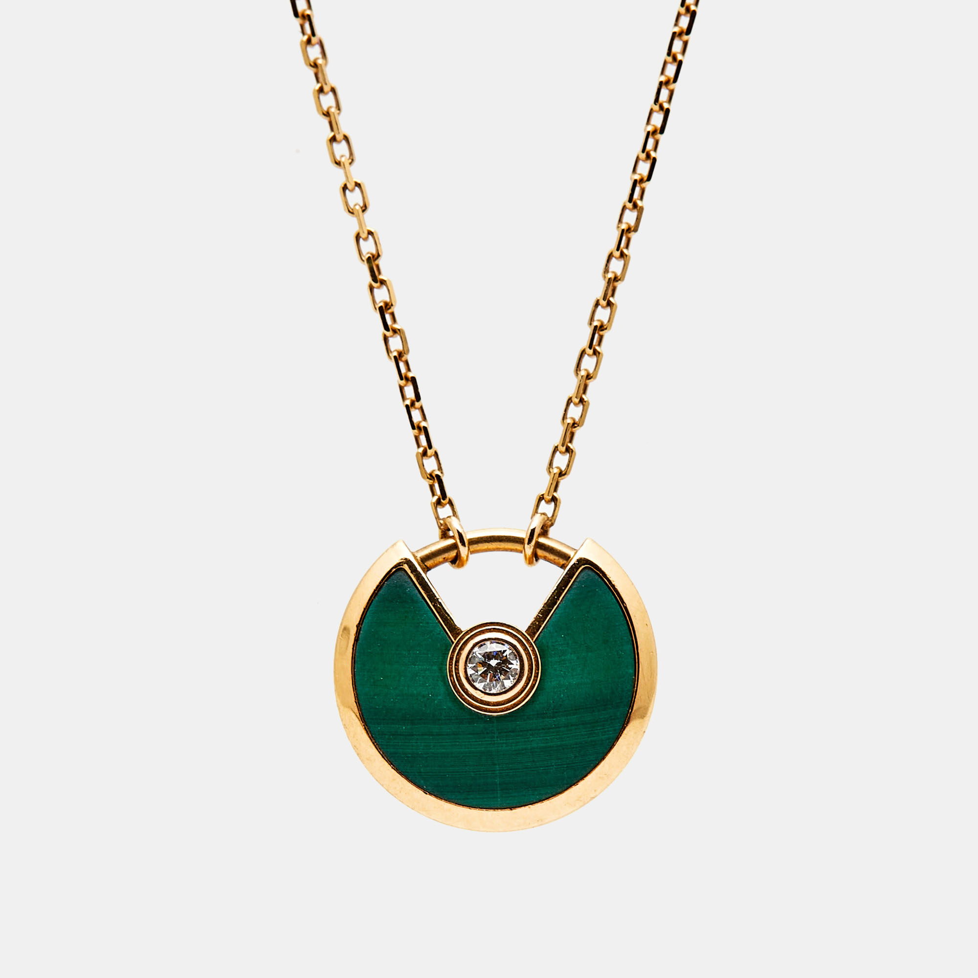 

Cartier Amulette De Cartier Malachite Diamond 18k Rose Gold  Model Necklace