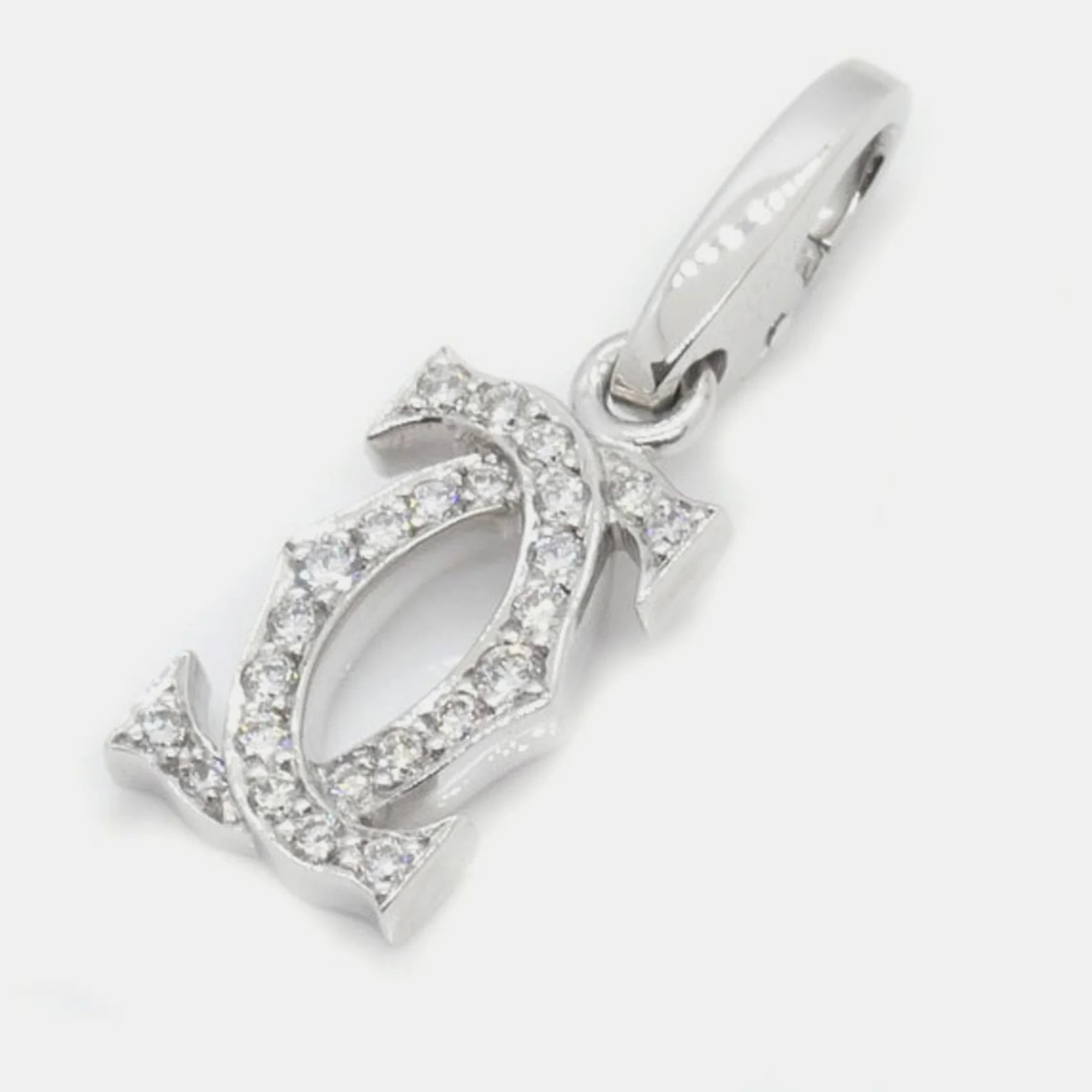 

Cartier 18K White Gold and Diamond Double C de Cartier Charm