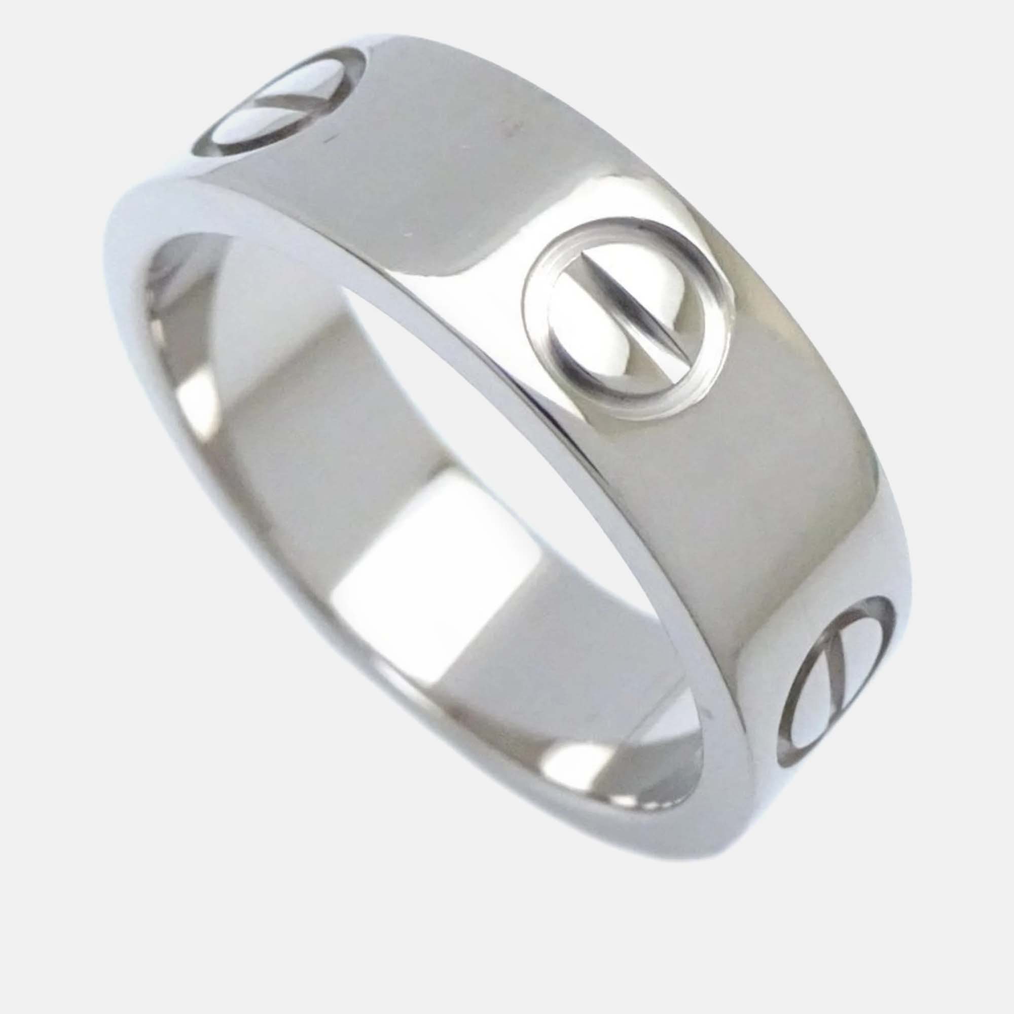 

Cartier 18K White Gold Love Band Ring EU 50