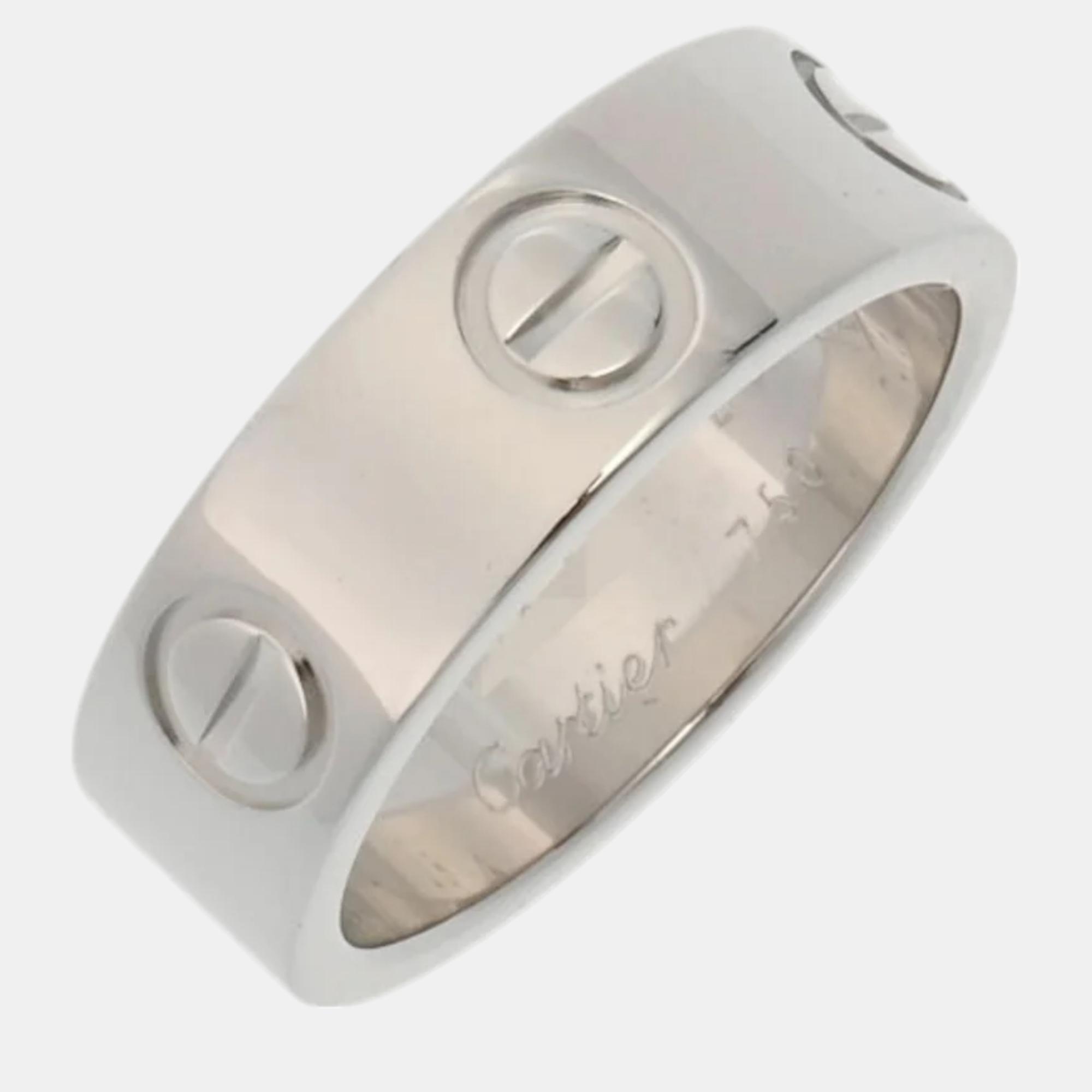 

Cartier 18K White Gold Love Band Ring EU 48