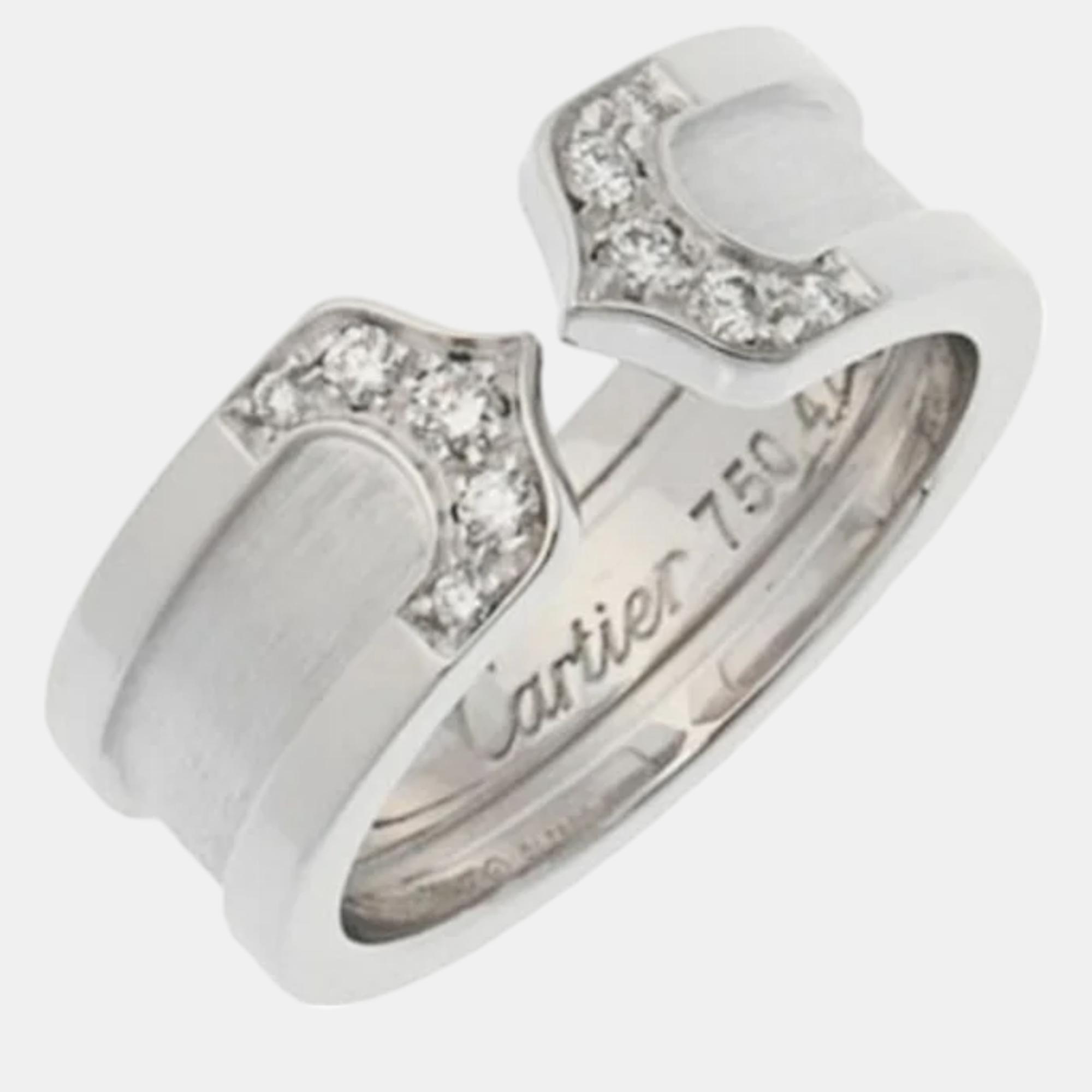

Cartier 18K White Gold and Double C Band Ring EU 48