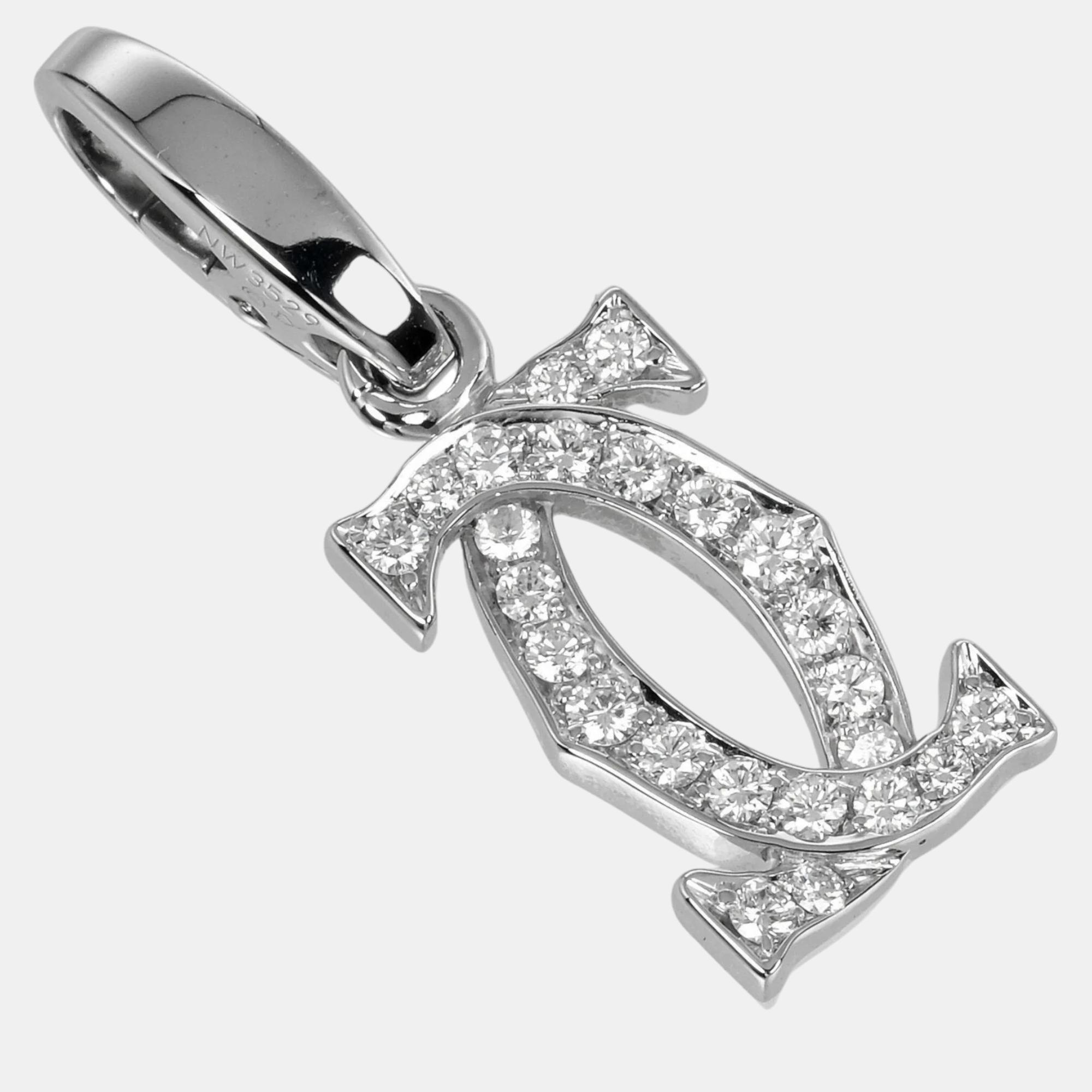 

Cartier 18K White Gold and Diamond Double C de Cartier Pendant Charm