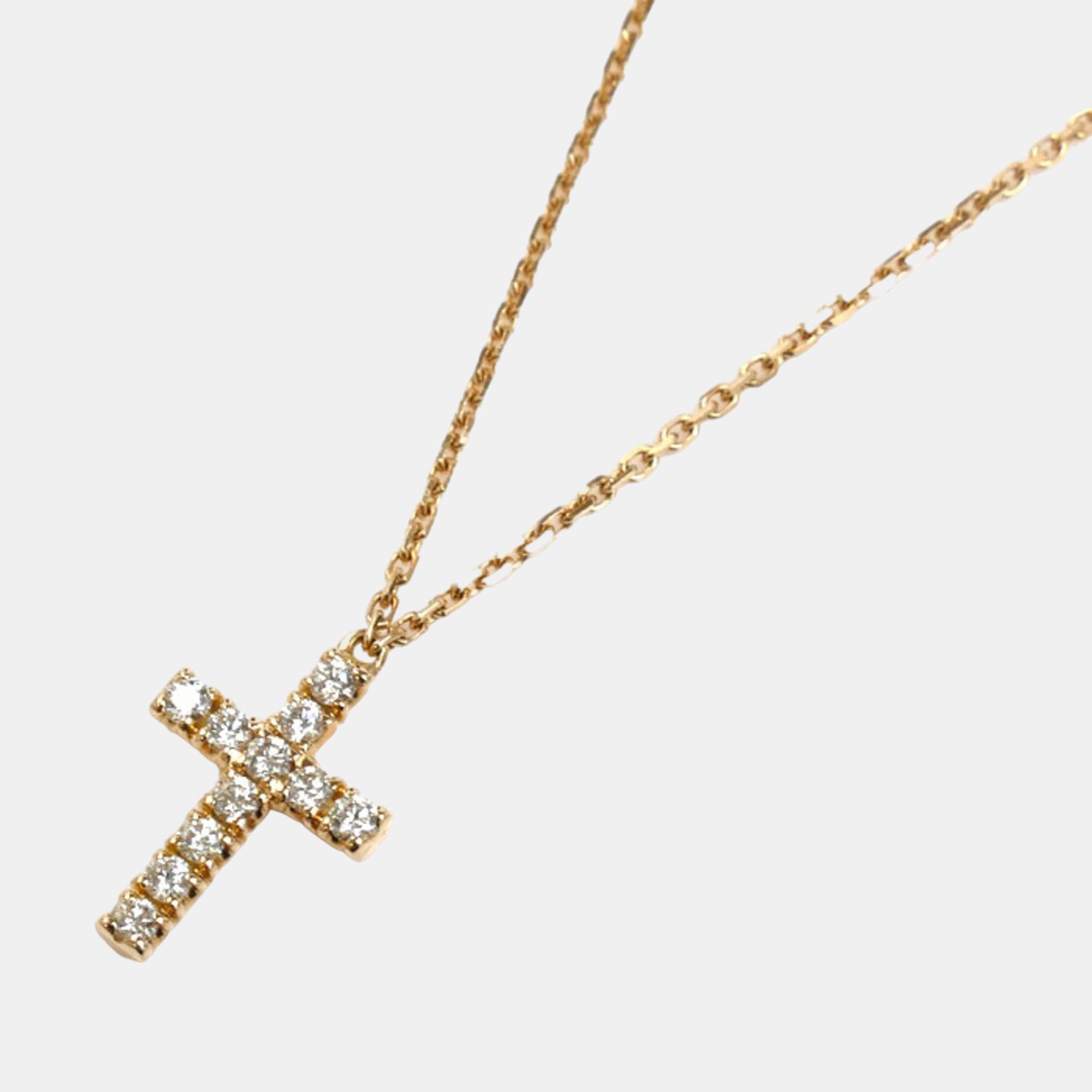 

Cartier 18K Rose Gold and Diamond Symbols Cross Pendant Necklace