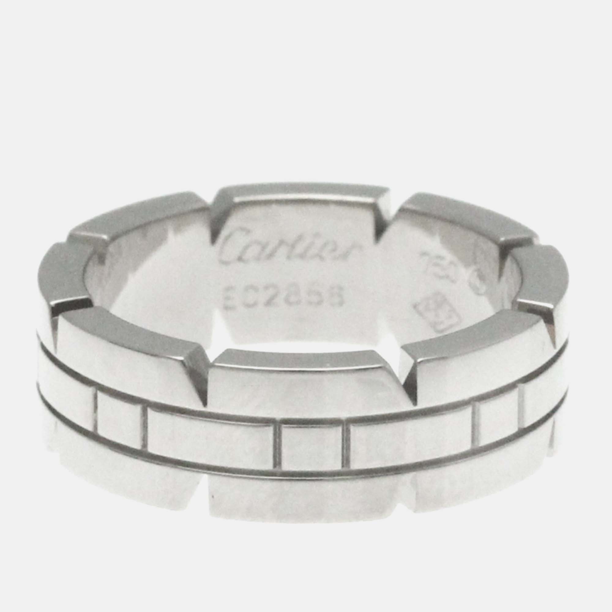 Pre-owned Cartier 18k White Gold Tank Francaise Band Ring Eu 49
