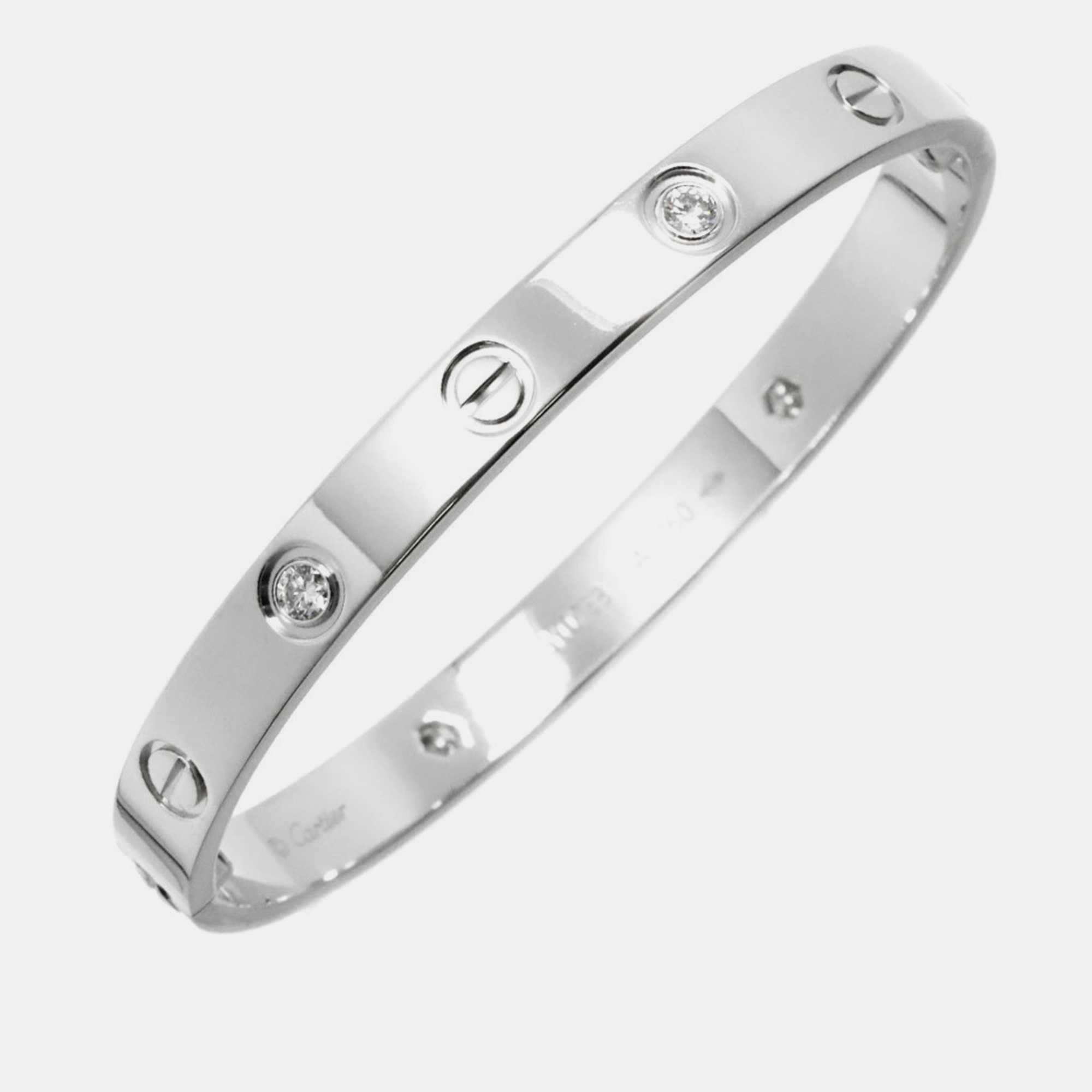 

Cartier 18K White Gold and 4 Diamond Love Bangle Bracelet