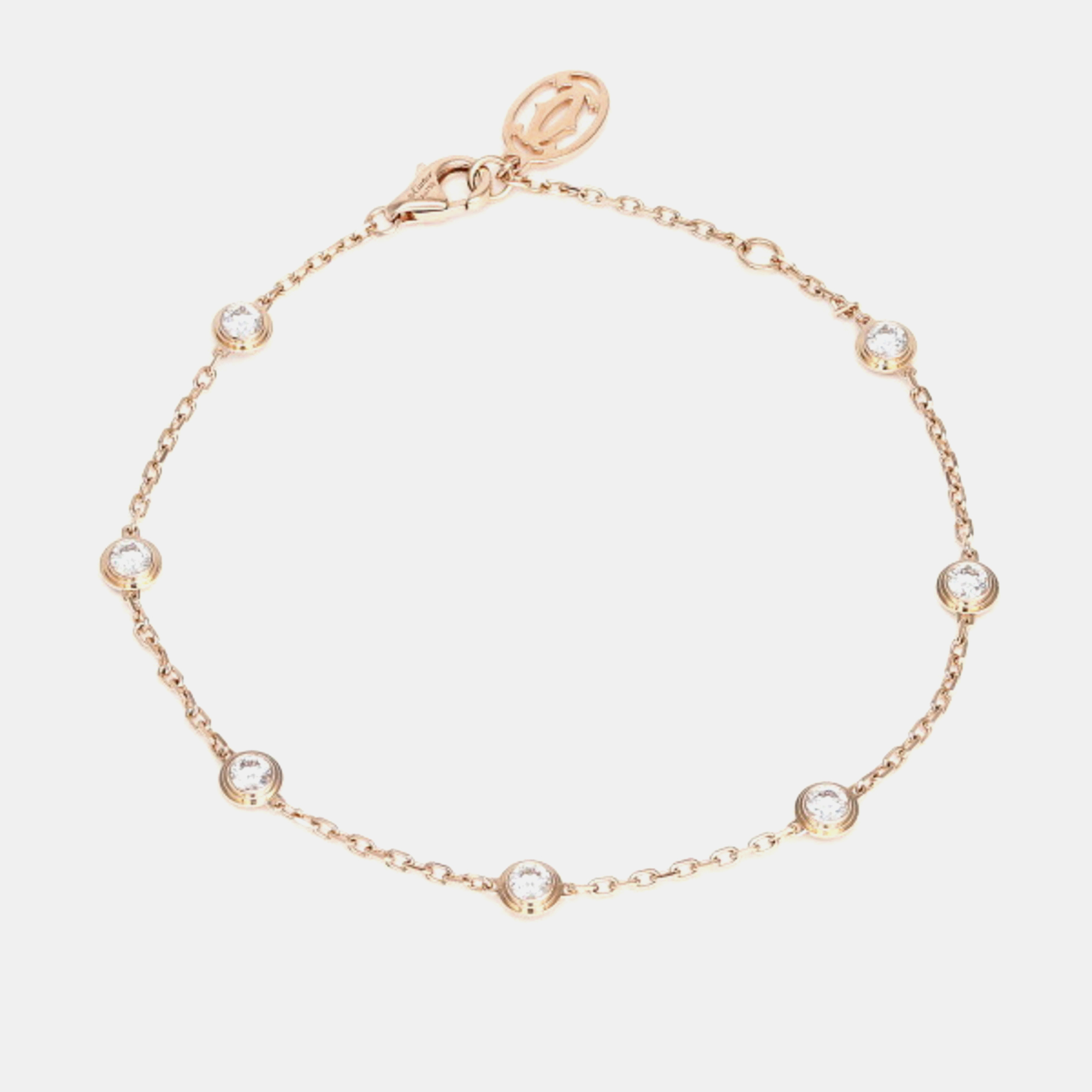 

Cartier 18K Rose Gold and Diamond 7 Pieces d'Amour Station Bracelet