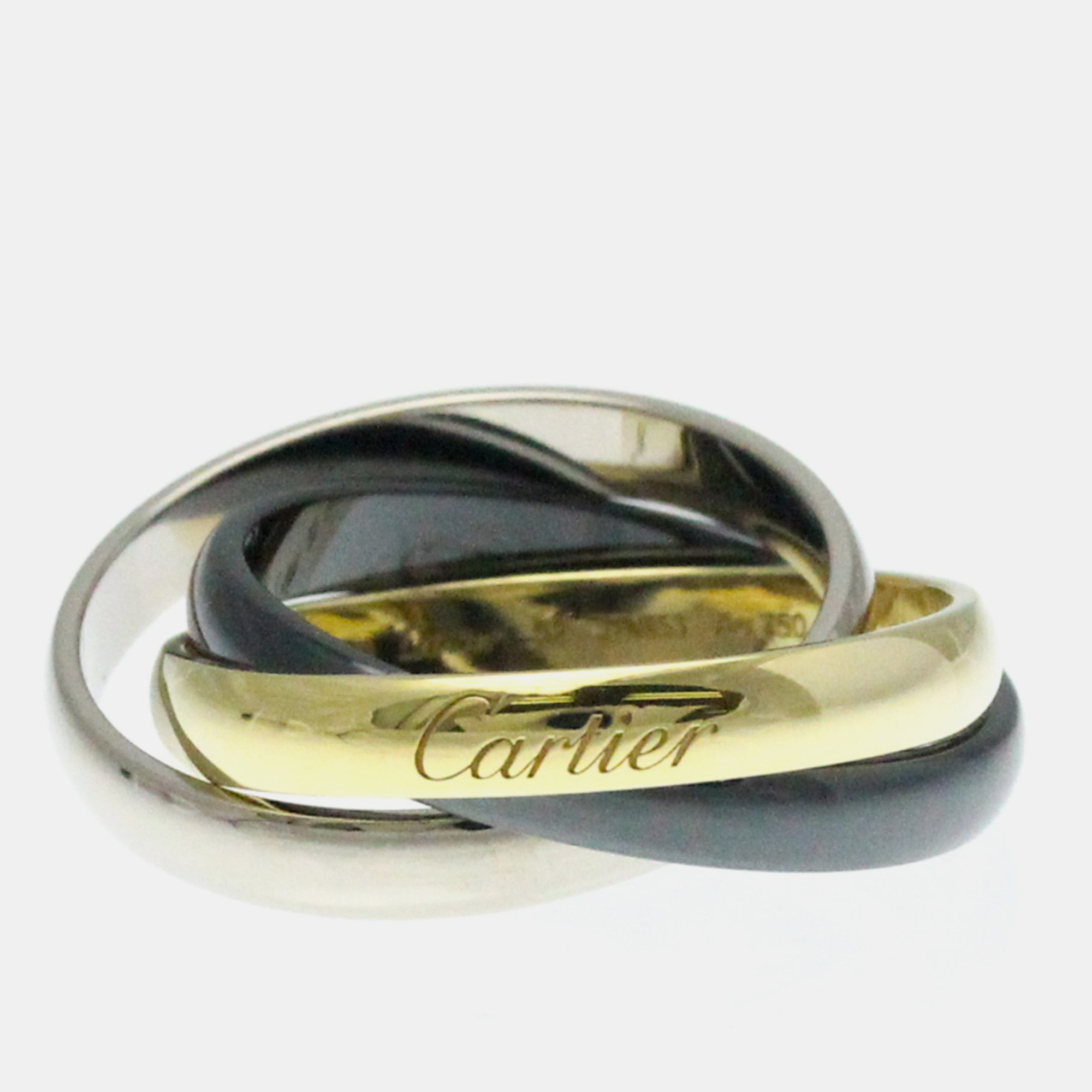 

Cartier 18K Yellow Gold, White Gold and Ceramic Trinity Band Ring EU 52