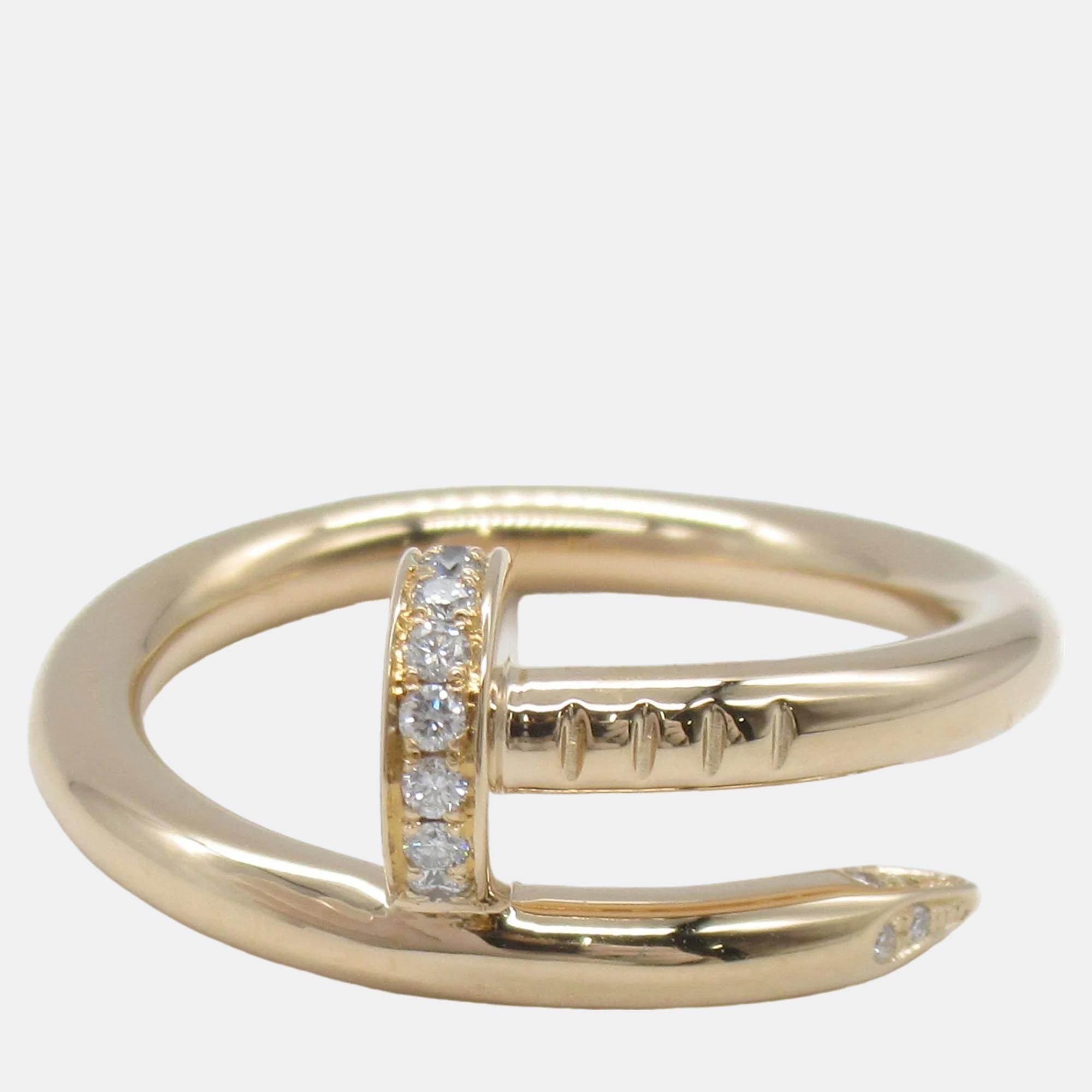 

Cartier 18K Rose Gold and Diamond Juste Un Clou Ring EU 56