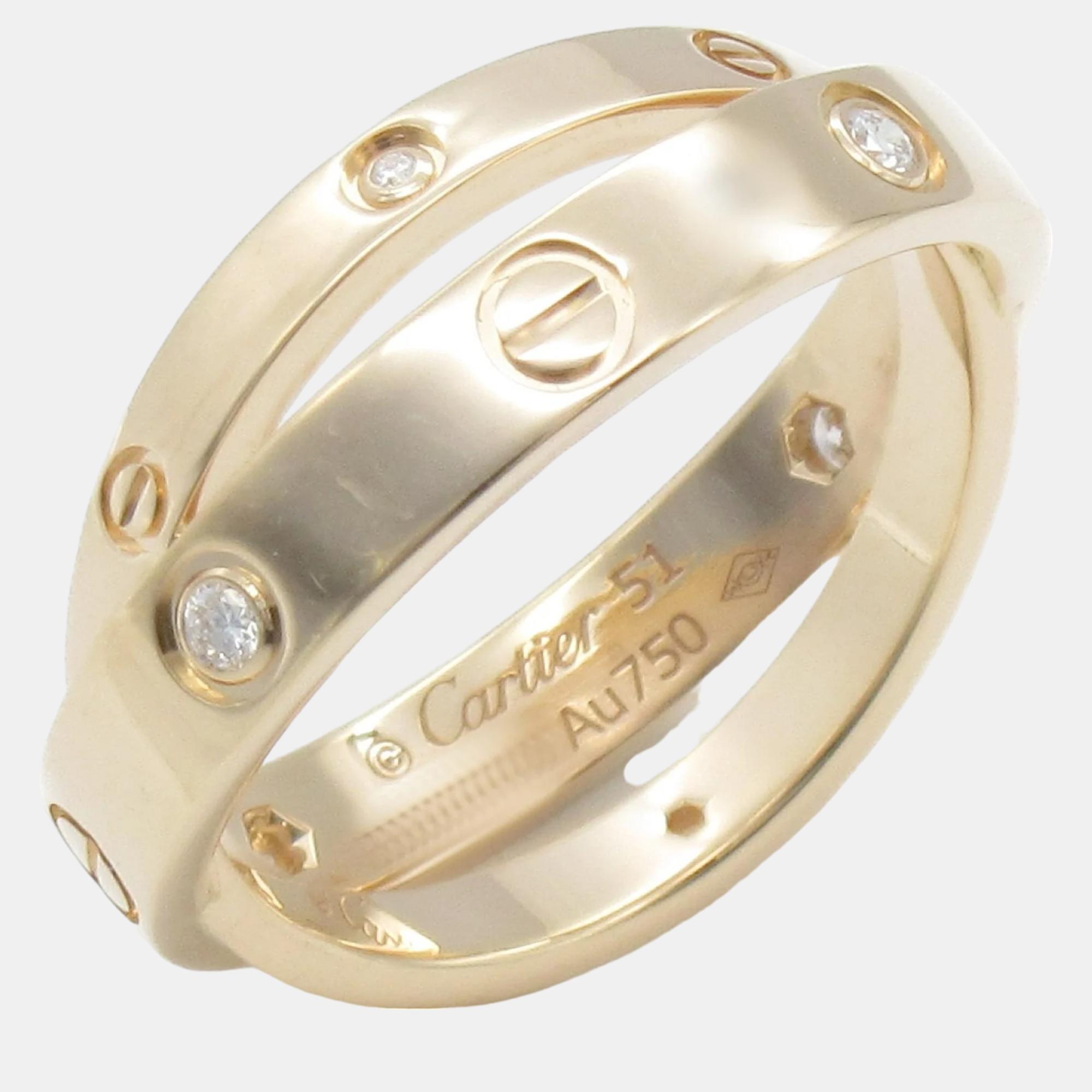 

Cartier 18K Rose Gold and Diamond Love Band Ring EU 51