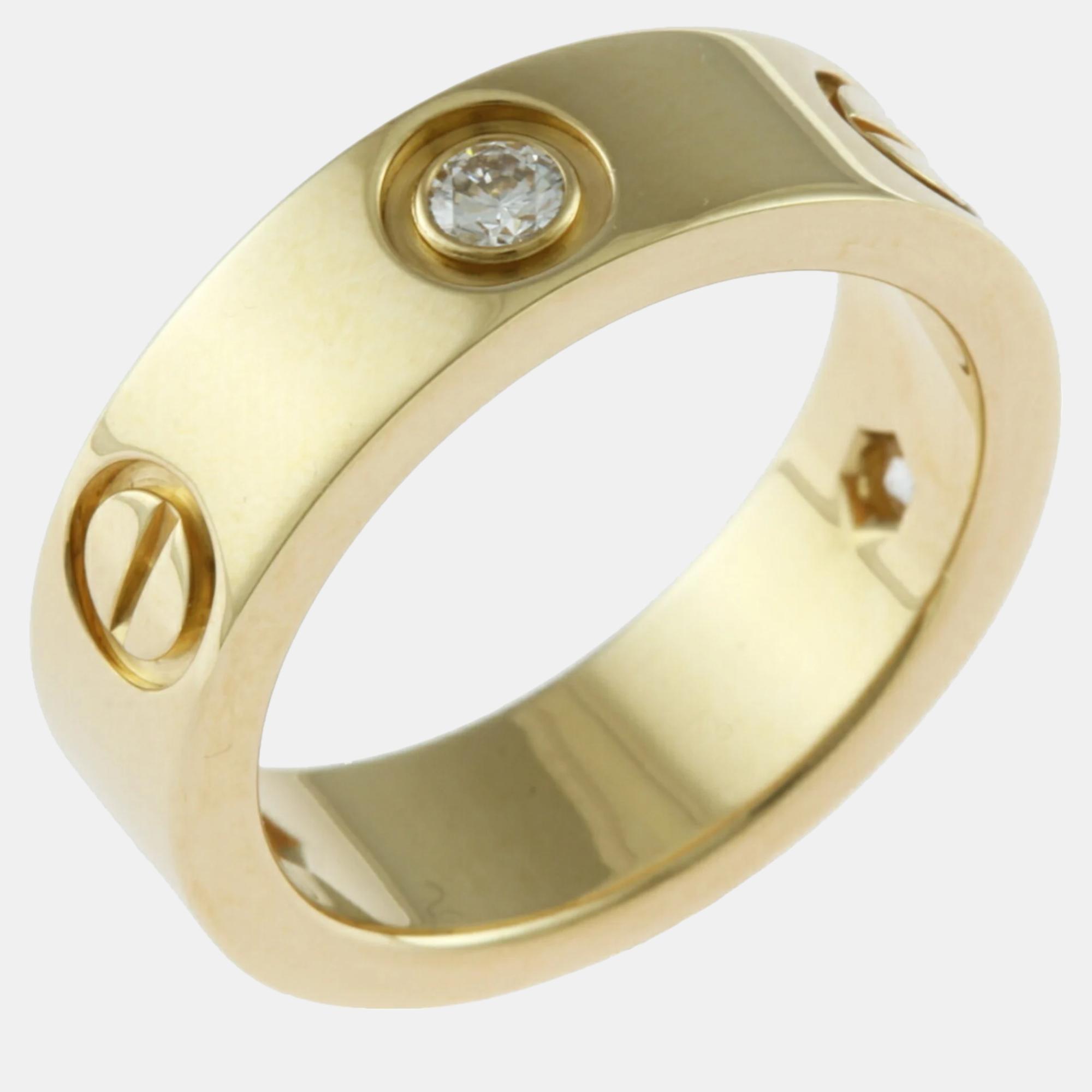 

Cartier 18K Yellow Gold and Diamond Love Band Ring EU 49