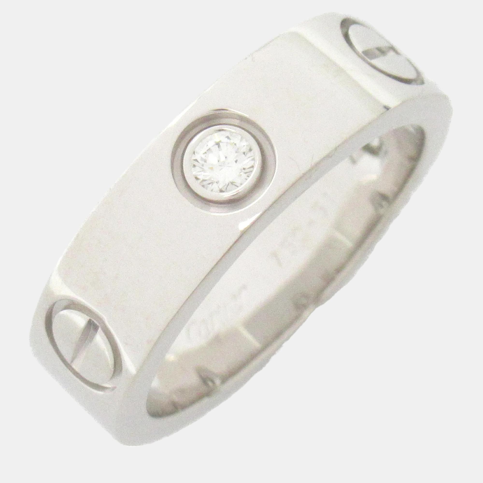 

Cartier 18K White Gold and Diamond Love Band Ring EU 51
