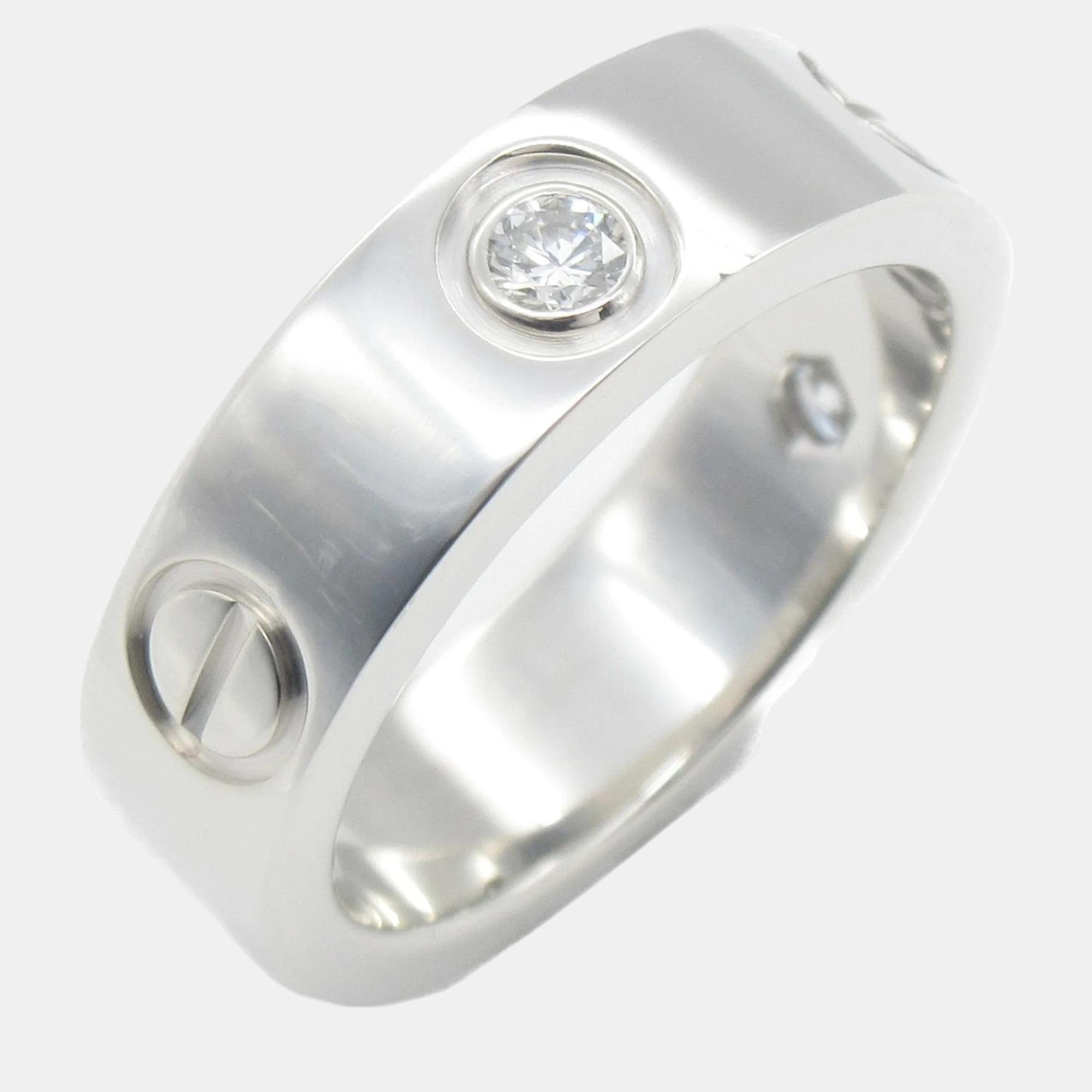 

Cartier 18K White Gold and Diamond Love Band Ring EU 50