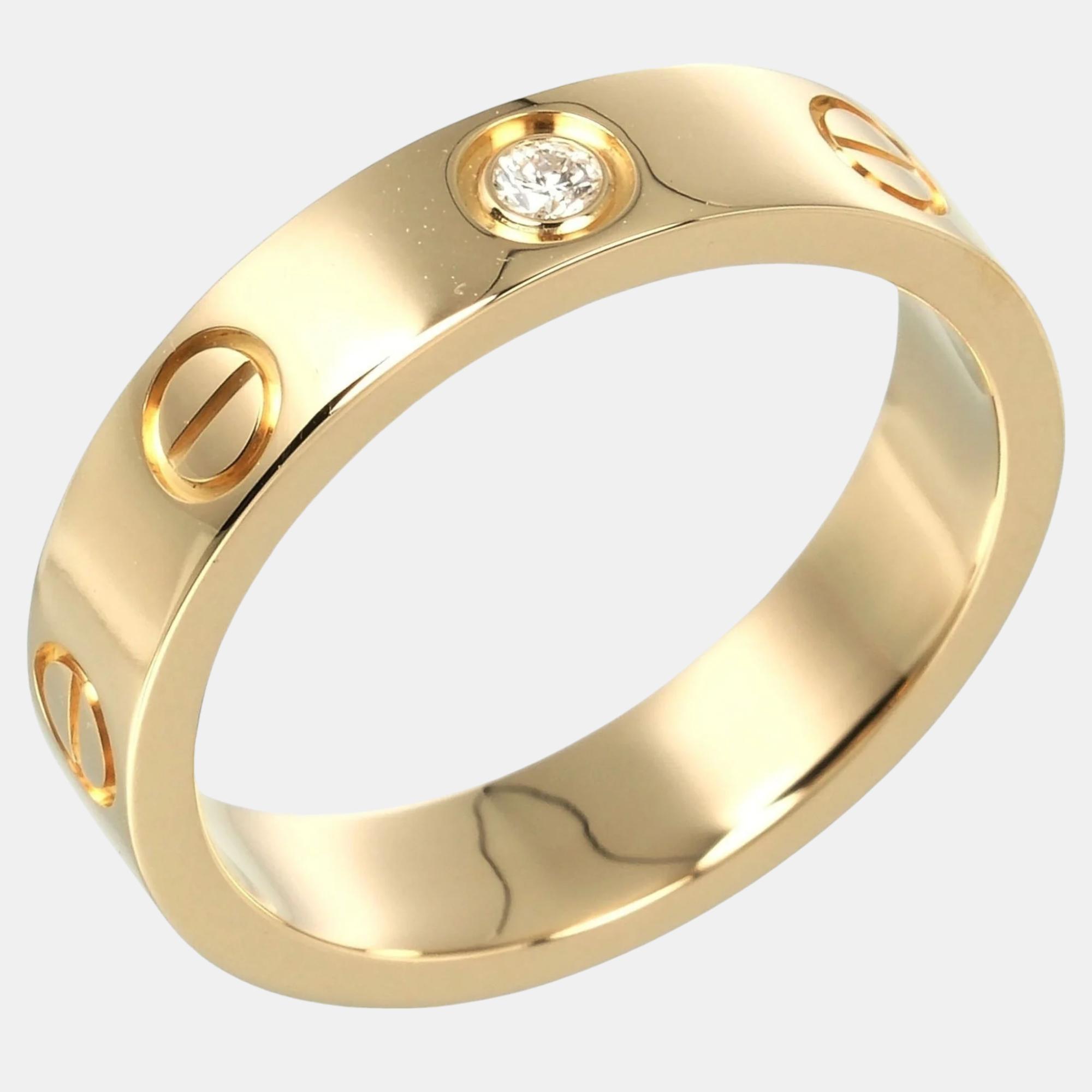 

Cartier 18K Yellow Gold and Diamond Love Band Ring EU 47