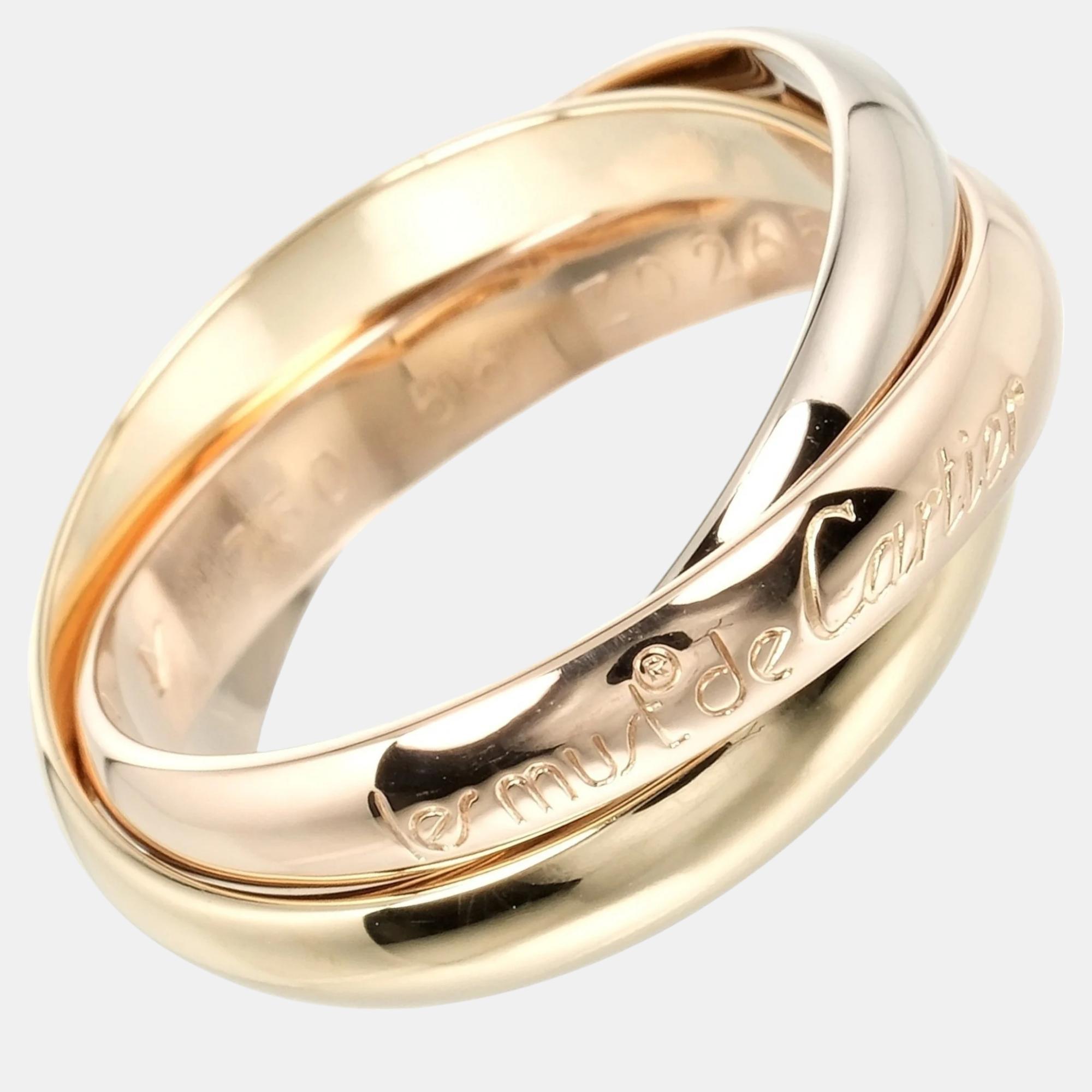 

Cartier 18K Rose Gold, White Gold ,Yellow Gold Trinity Band Ring EU 56